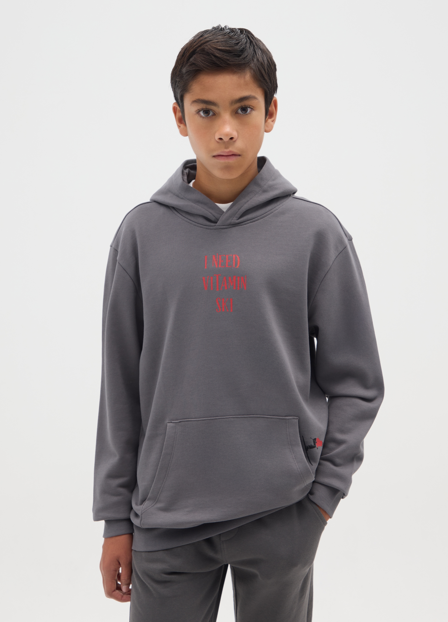 OVS KIDS, Felpa Grigia Con Cappuccio Da Ragazzo In Puro Cotone Regular Fit, Bambino, Grigio, Taglia: 10-11