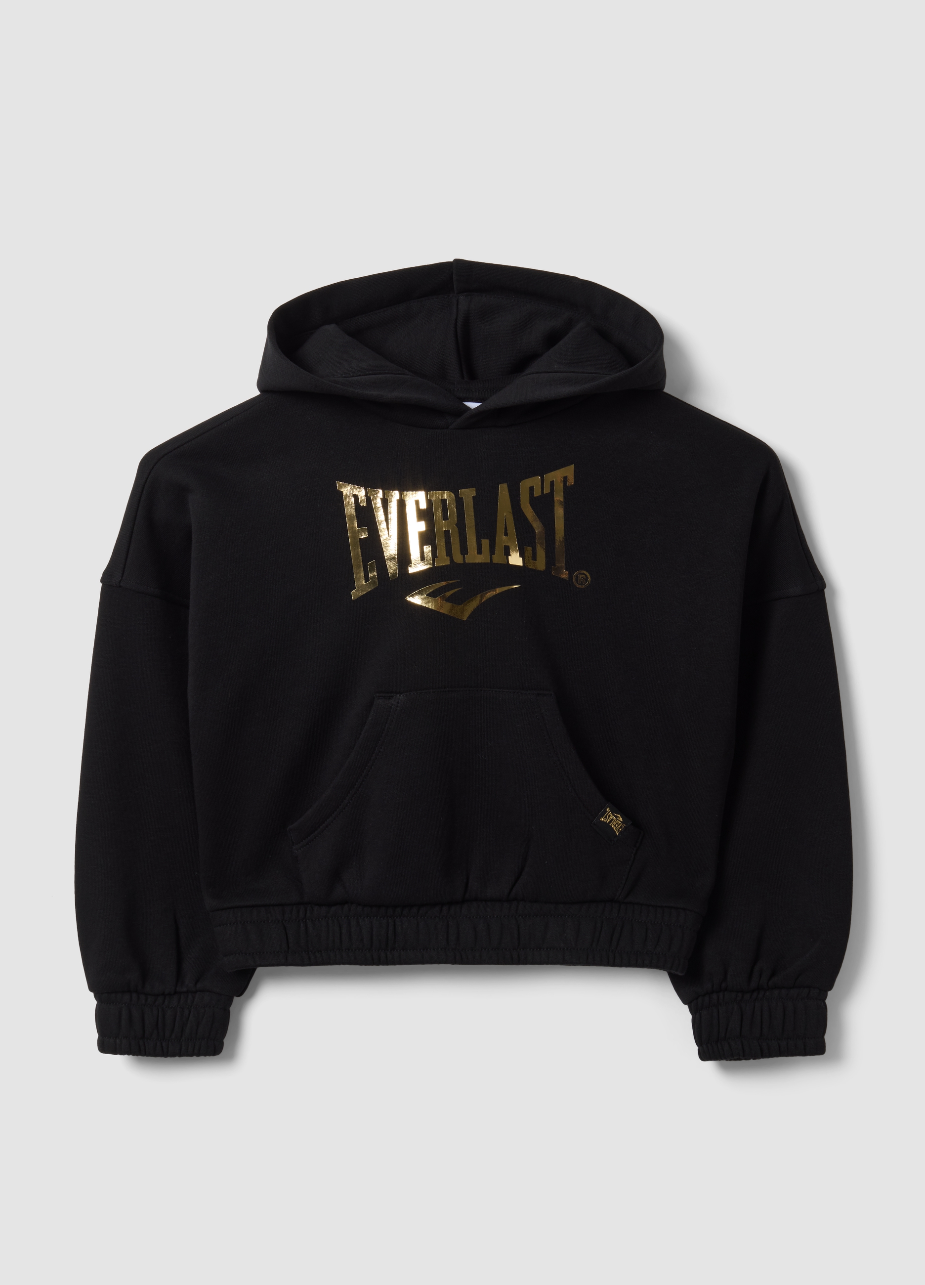 EVERLAST, Felpa Nera Con Cappuccio In Misto Cotone E Logo Per Bambina, Unisex, Nero, Taglia: 7-8