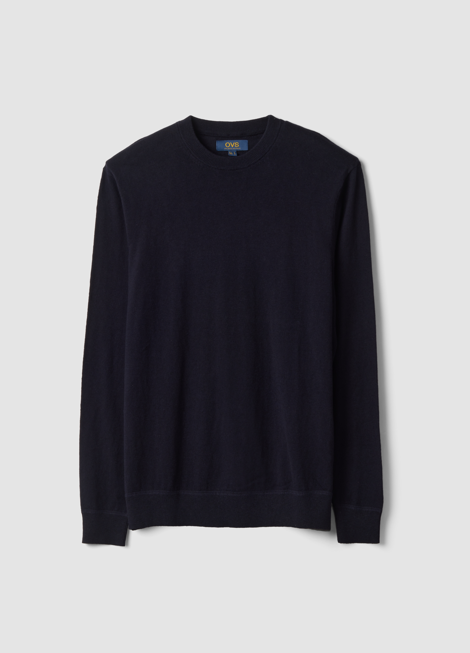 OVS, Maglia Blu In Misto Cotone E Cashmere Girocollo, Uomo, Blu, Taglia: M