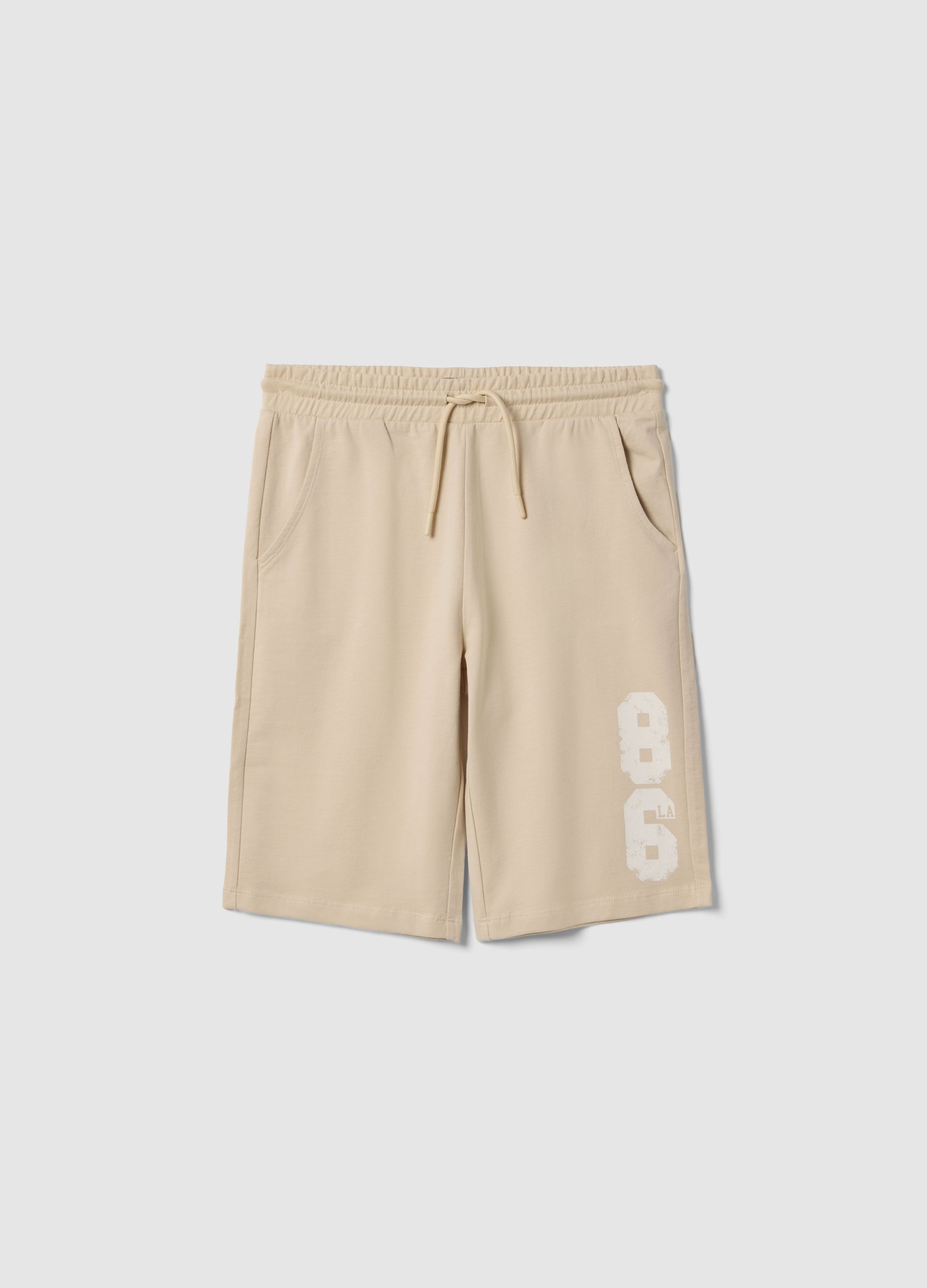 OVS KIDS, Shorts De Niño En Beige De Algodón Puro Regular Fit Con Estampado, Niño, Arena, Talla: 10-11