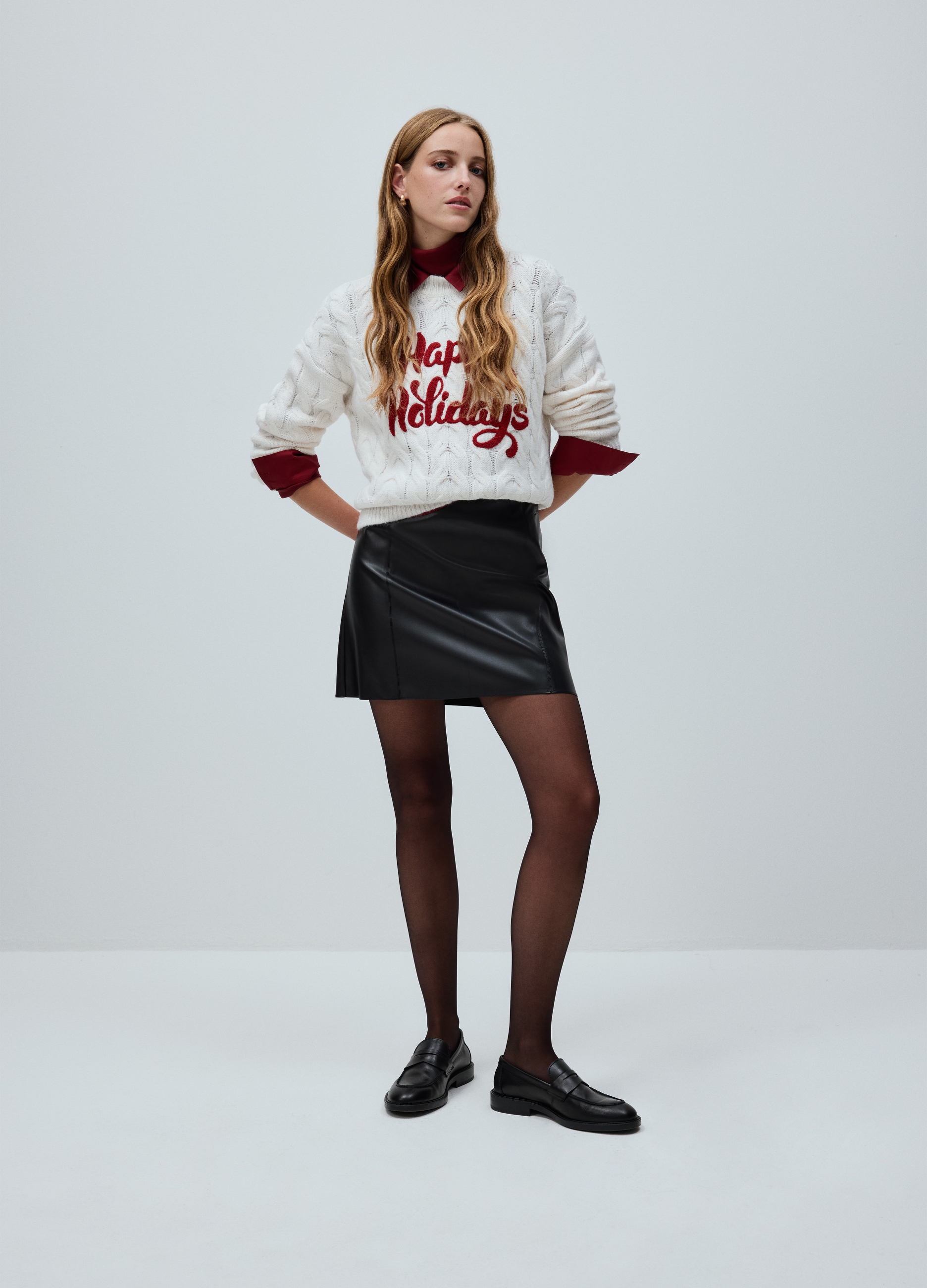 OVS, Maglione Natalizio Bianco Regular Fit Con Scritta, Donna, Bianco, Taglia: XS