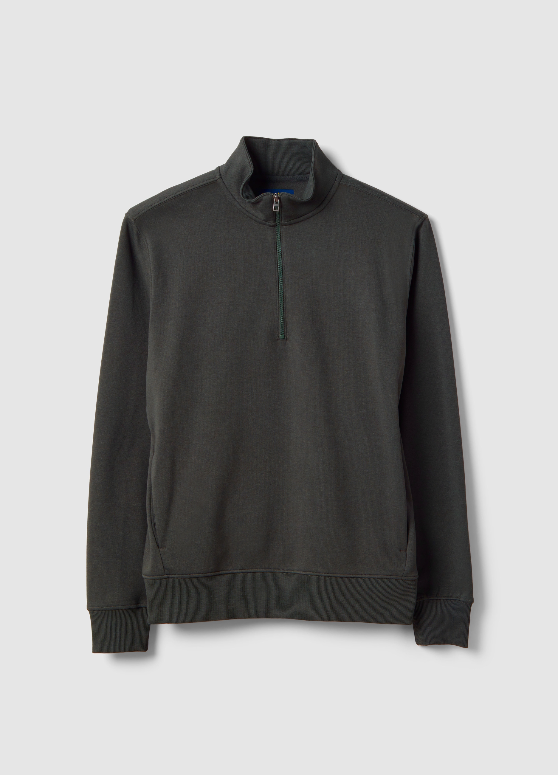 Felpa In Misto Cotone Grigio Regular Fit Con Zip A Metà, Hombre, Gris oscuro, Talla: XL