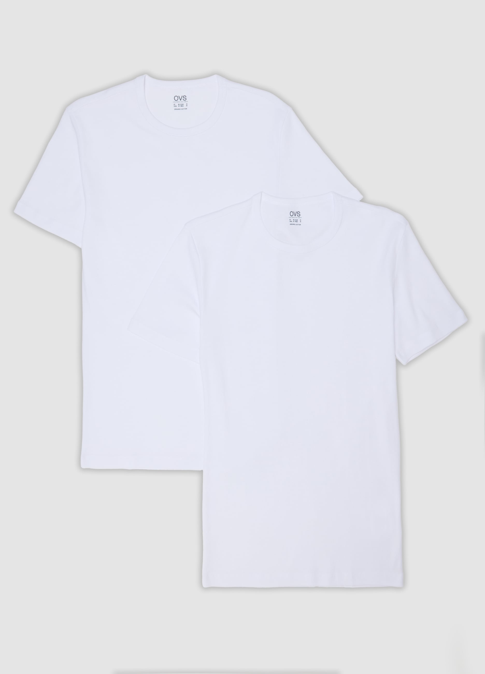 OVS, Bipack T-shirt Bianche Girocollo In Puro Cotone Organico Regular Fit, Uomo, Bianco, Taglia: XXL