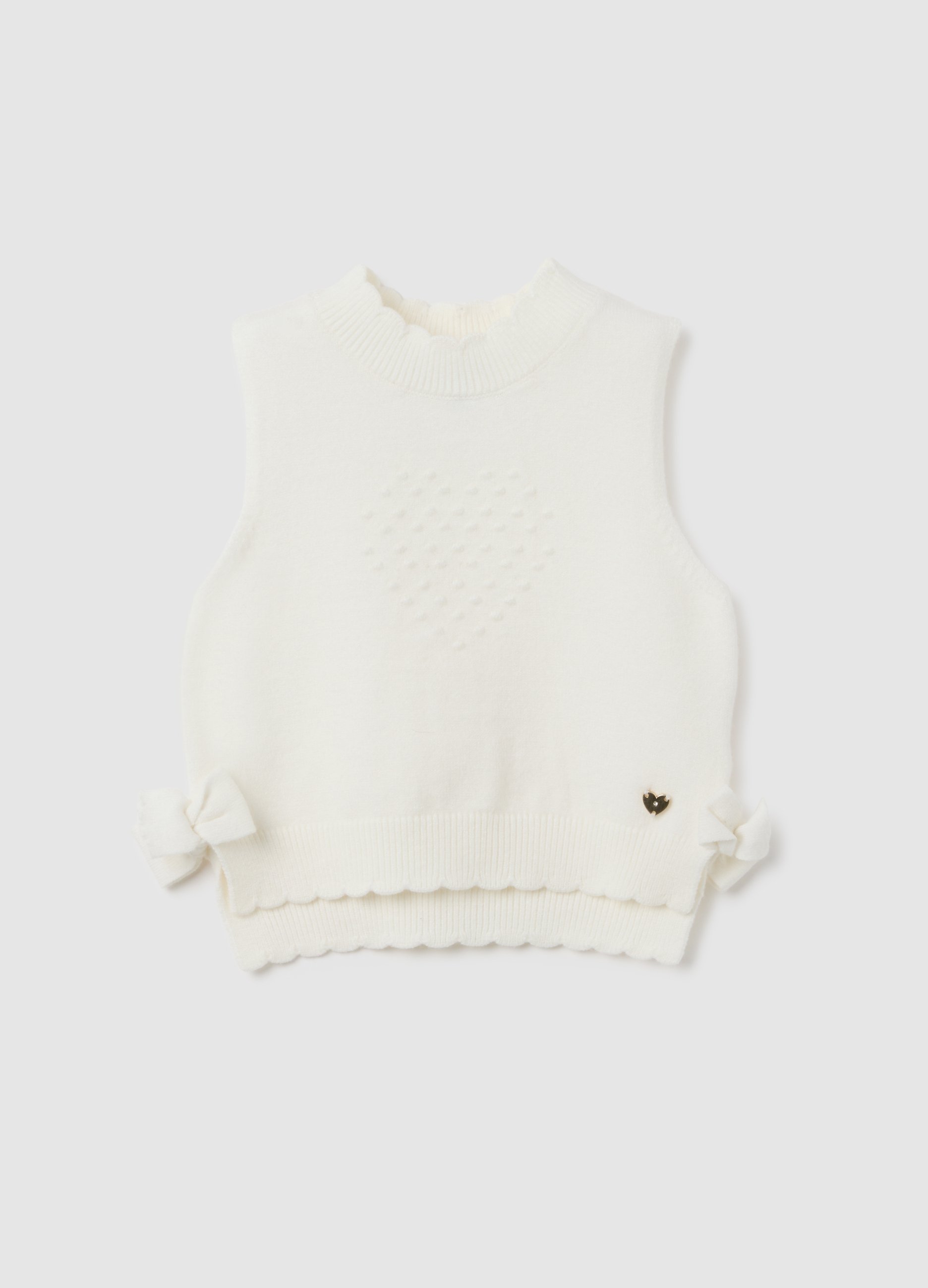 OVS, Weiße Baby-mädchen-weste Regular Fit Mit Herzen, Mädchen, Weiches Weiß, Größe: 12-18