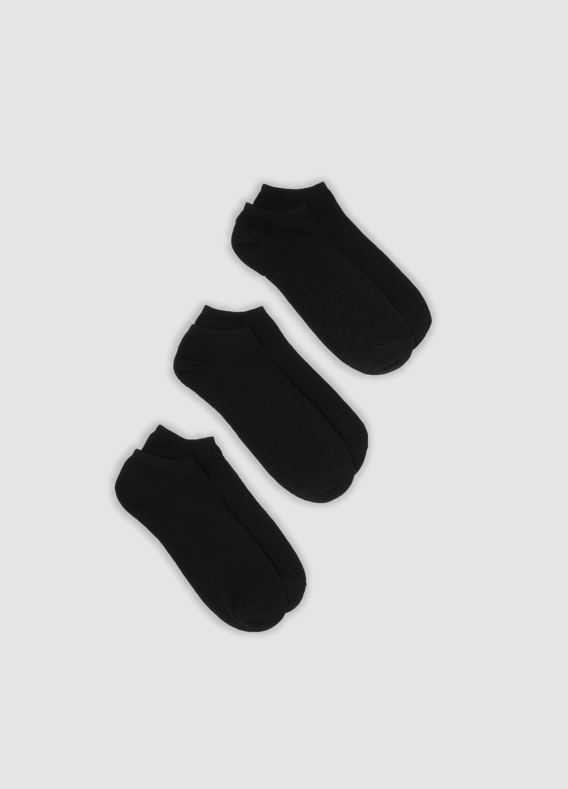 OVS, Tripack Di Calze Alla Caviglia Nere In Cotone Organico Elasticizzato, Uomo, Nero, Taglia: 43-46