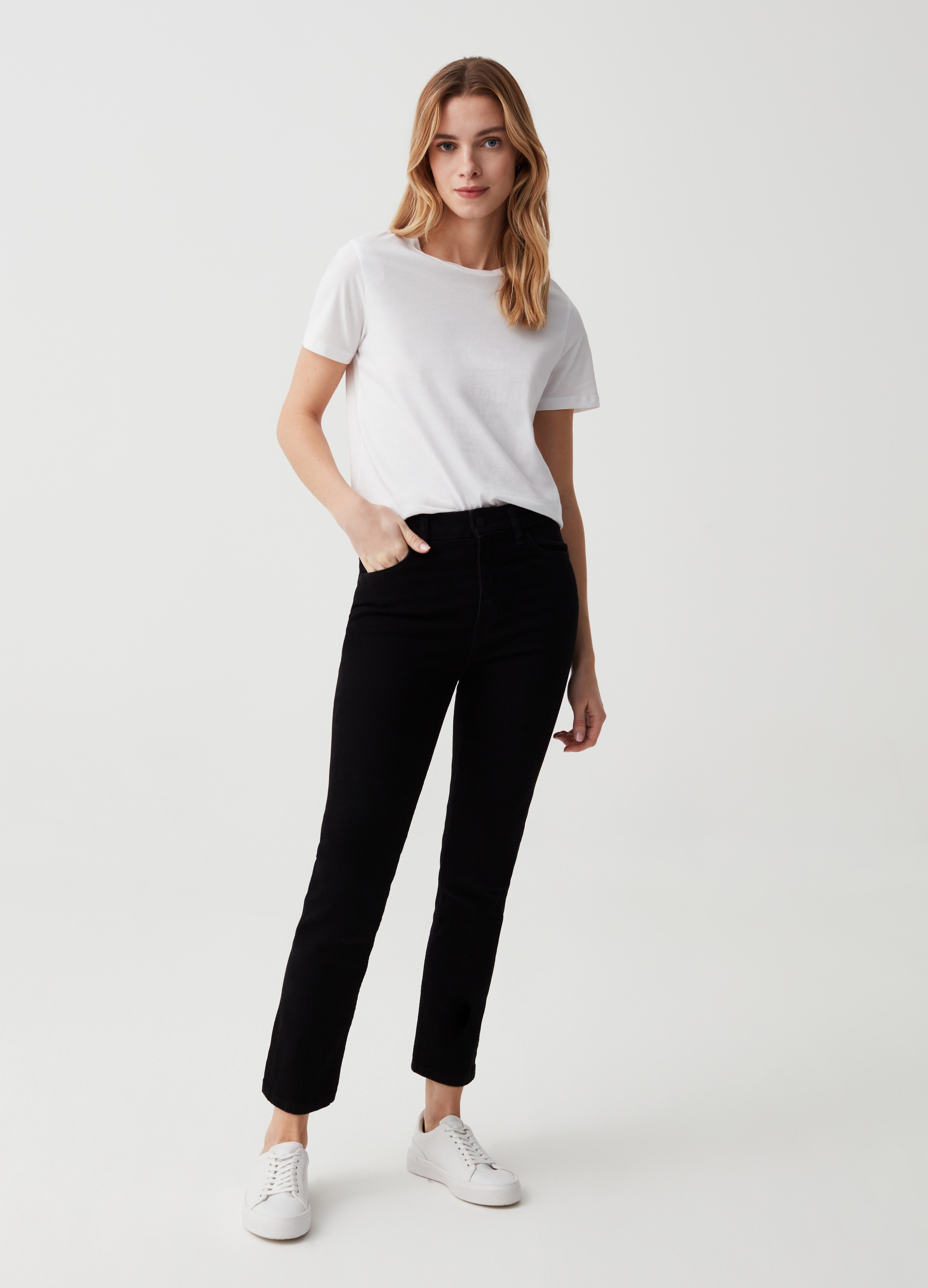 Vaqueros Regular Fit Cinco Bolsillos, Mujer, Negro, Talla: 36