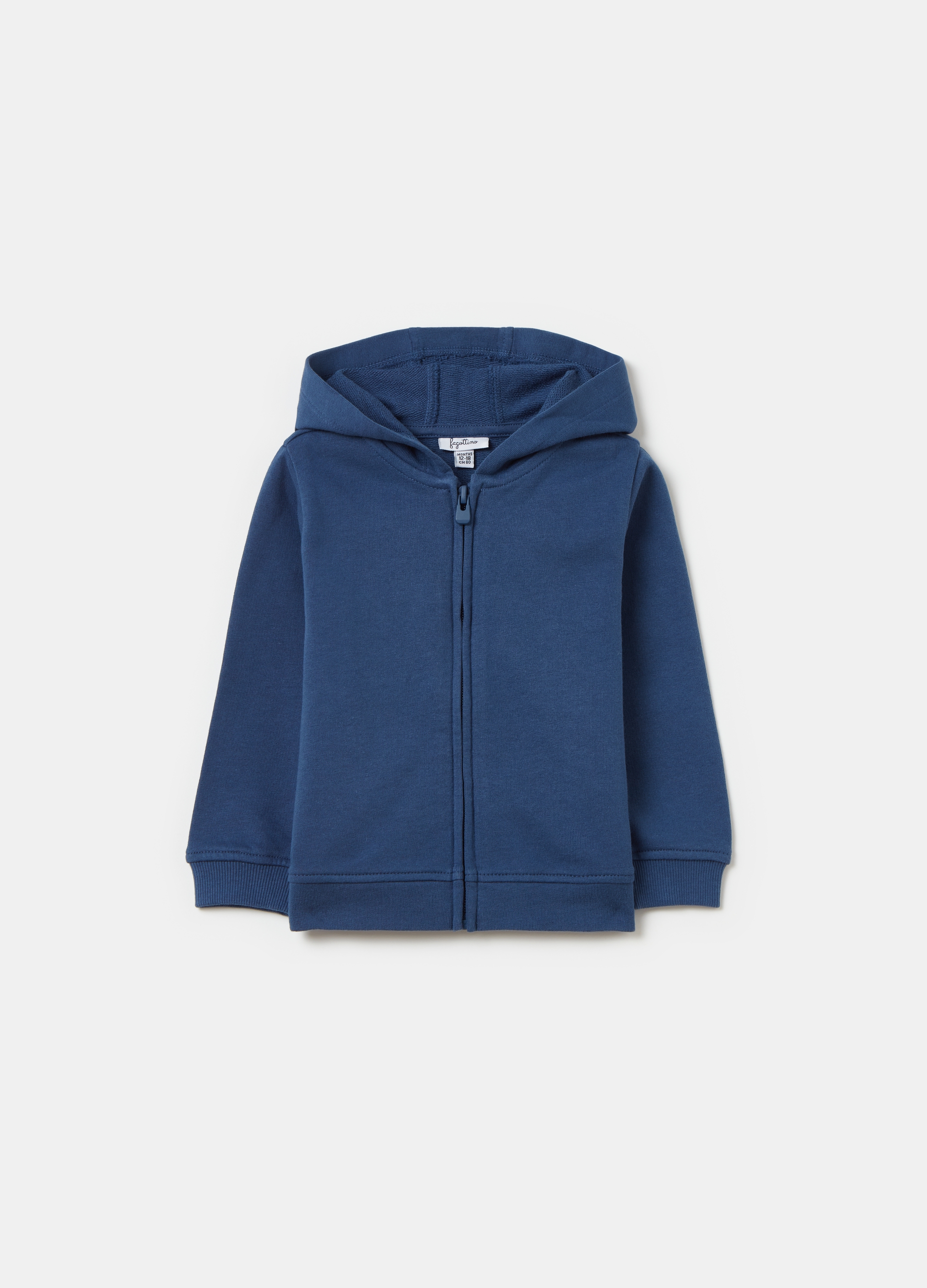 FAGOTTINO, Full-zip In French Terry Con Cappuccio, Bambina, Blu, Taglia: 12-18