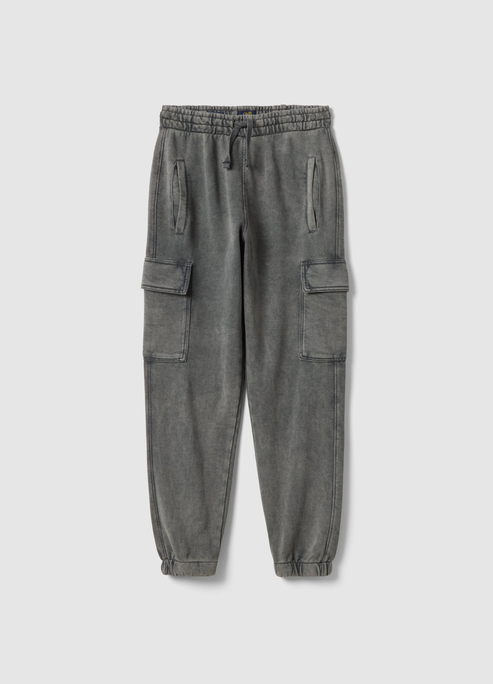 OVS KIDS, Pantalones Jogger Cargo En Mezcla De Algodón Gris Para Niño Ajuste Regular, Niño, Gris ceniza, Talla: 11-12