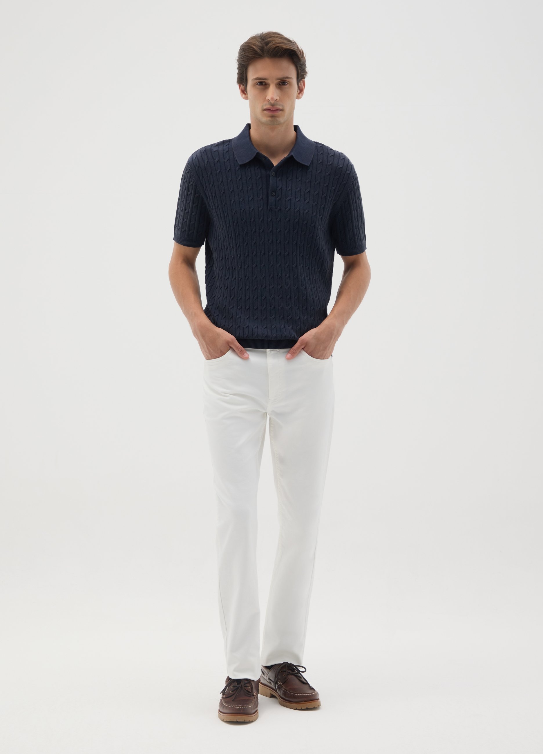 OVS, Pantalones Blancos Slim Fit De Algodón Elástico, Hombre, Blanco hielo, Talla: 52