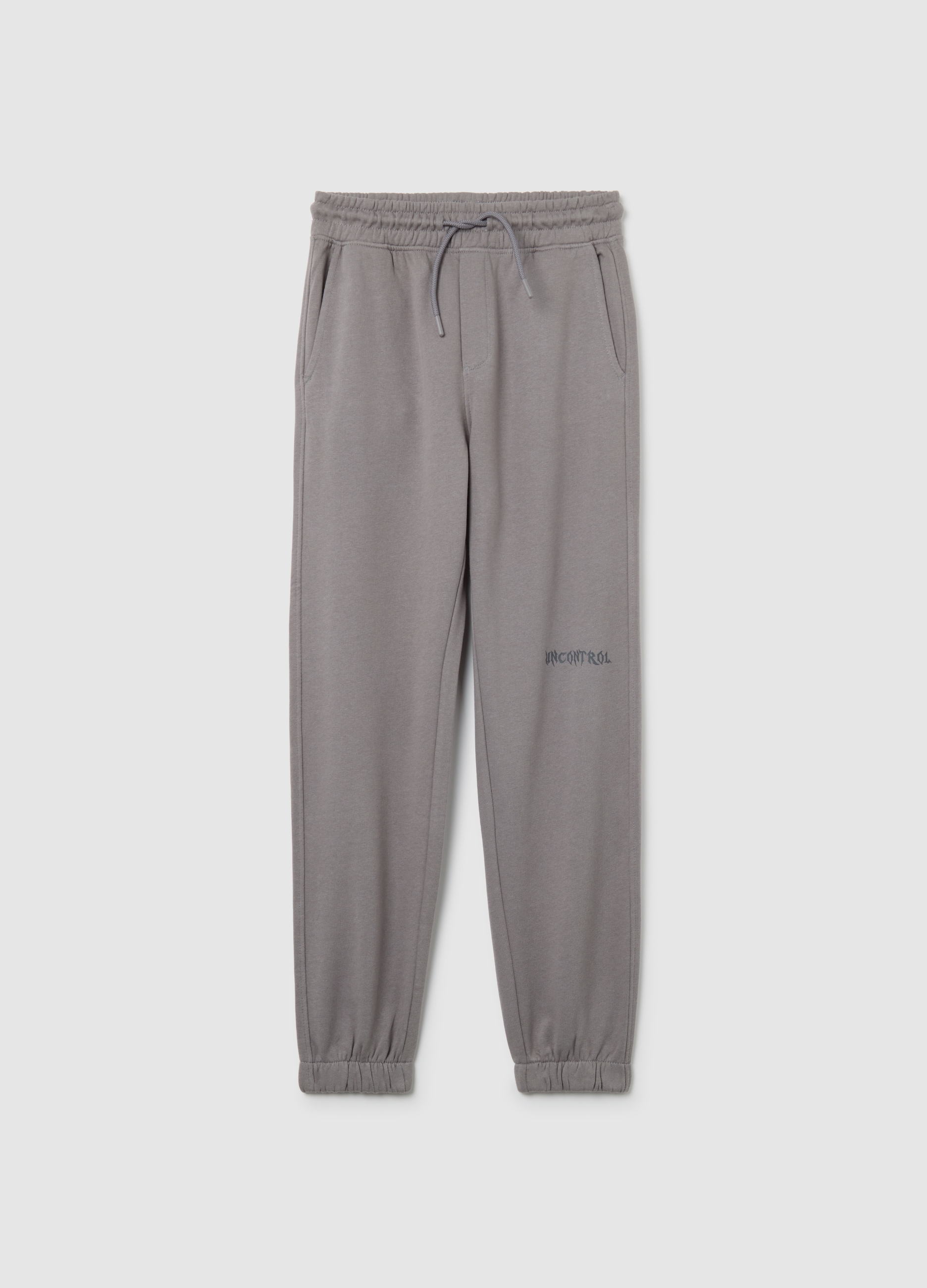 OVS KIDS, Pantalones Jogger Grises Para Niño En Algodón Puro, Ajuste Regular, Niño, Gris ceniza, Talla: 13-14