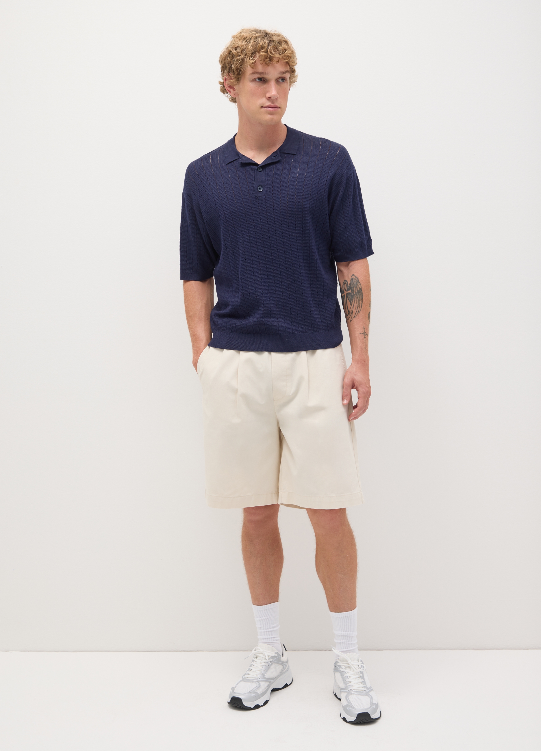 OVS, Shorts Da Uomo In Puro Cotone Beige Baggy, Beige, Taglia: XS