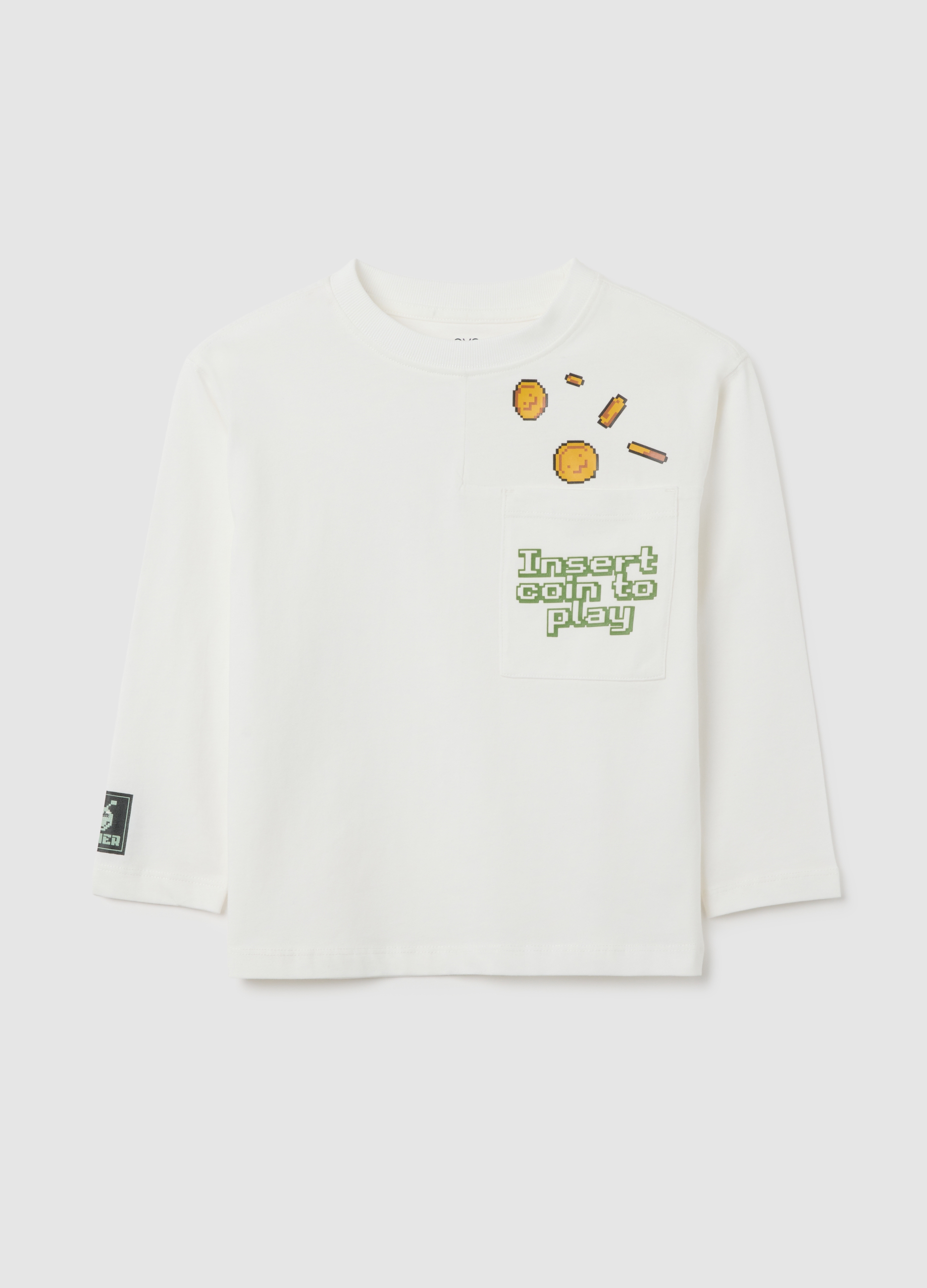 OVS KIDS, Maglia Da Bambino In Puro Cotone Bianca Regular Fit, Bianco, Taglia: 3-4