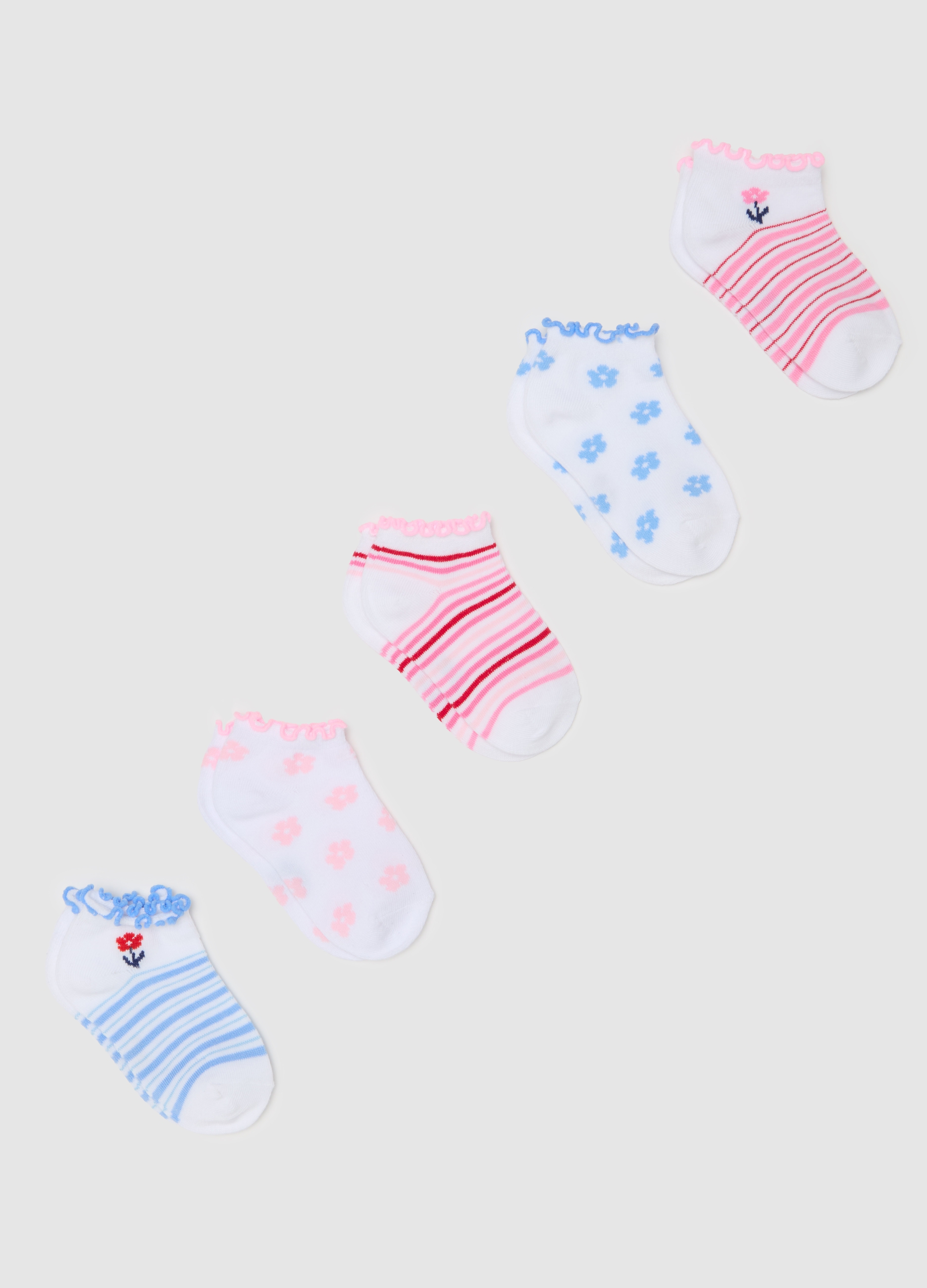 OVS, Set Cinque Pariscarpa Stretch Righe E Fiori, Bambina, Multicolor, Taglia: 25/27