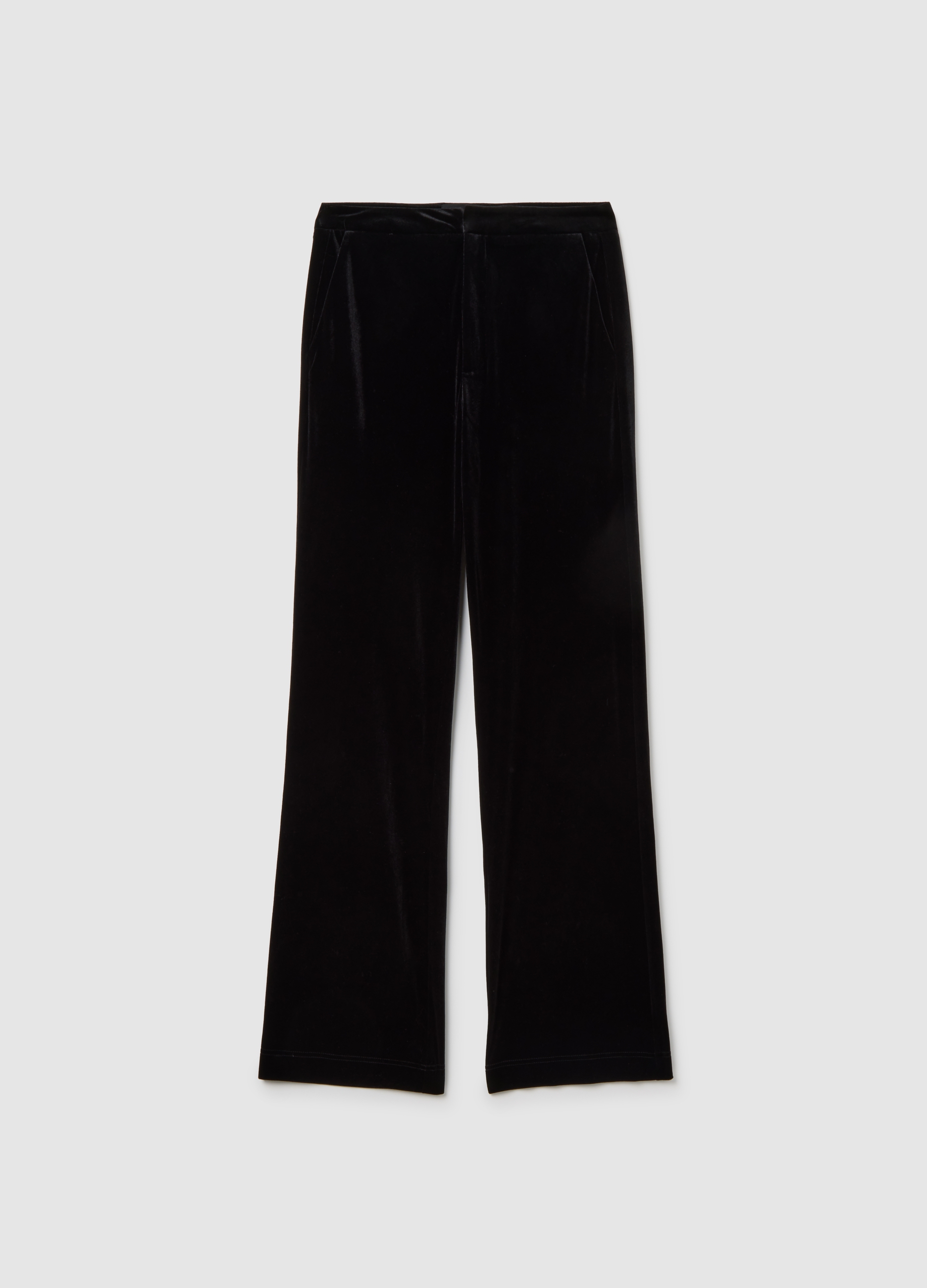 LES COPAINS, Pantalones De Terciopelo Negro Corte Acampanado, Mujer, Negro, Talla: 34