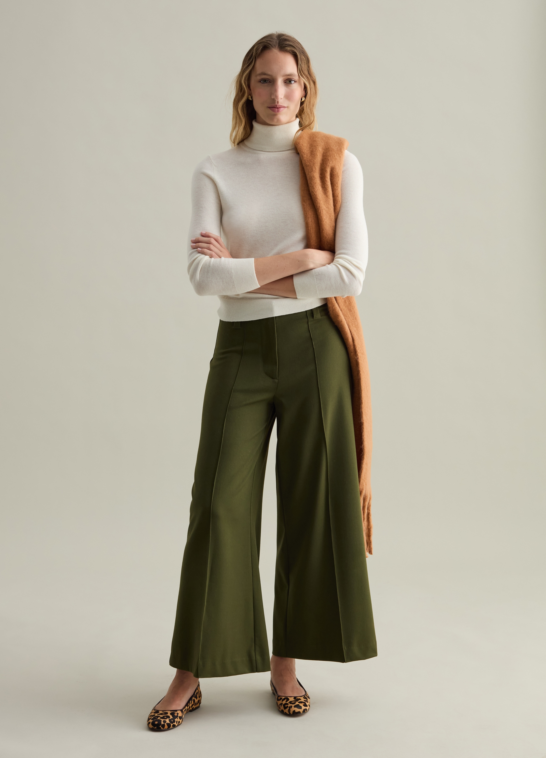 PIOMBO, Pantalone Bootcut Fit Con Cuciture In Rilievo, Donna, Verde, Taglia: 40