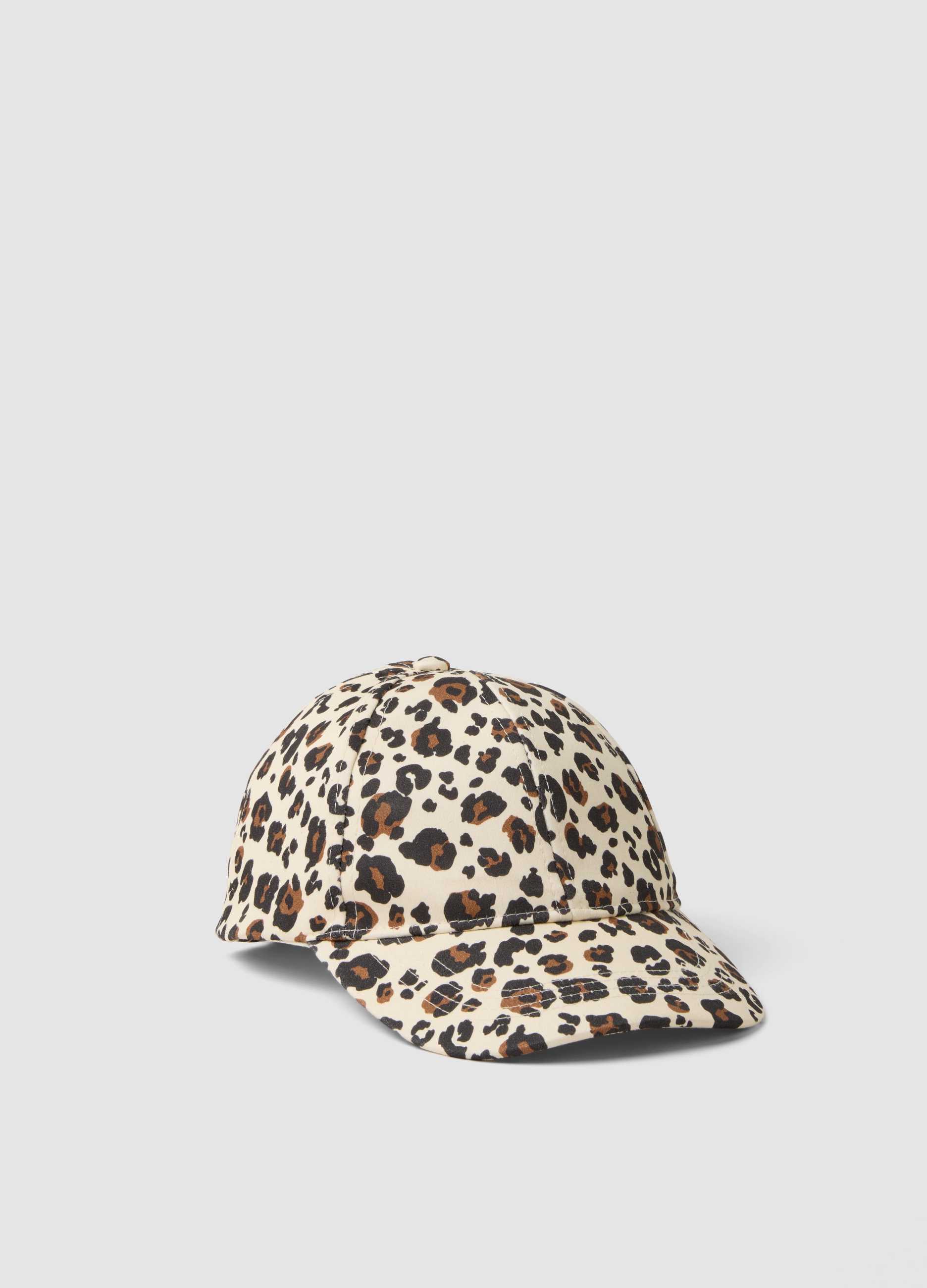 PIOMBO KIDS, Cappellino Beige In Cotone Elasticizzato Con Stampa Animalier, Bambina, Beige, Taglia: 52
