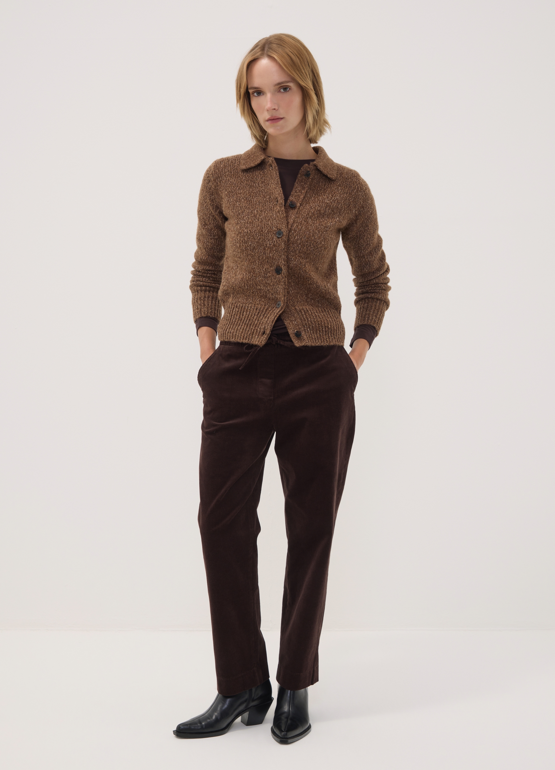 OVS, Pantaloni Marroni In Cotone Elasticizzato A Coste Con Vita Elasticizzata, Donna, Marrone, Taglia: S