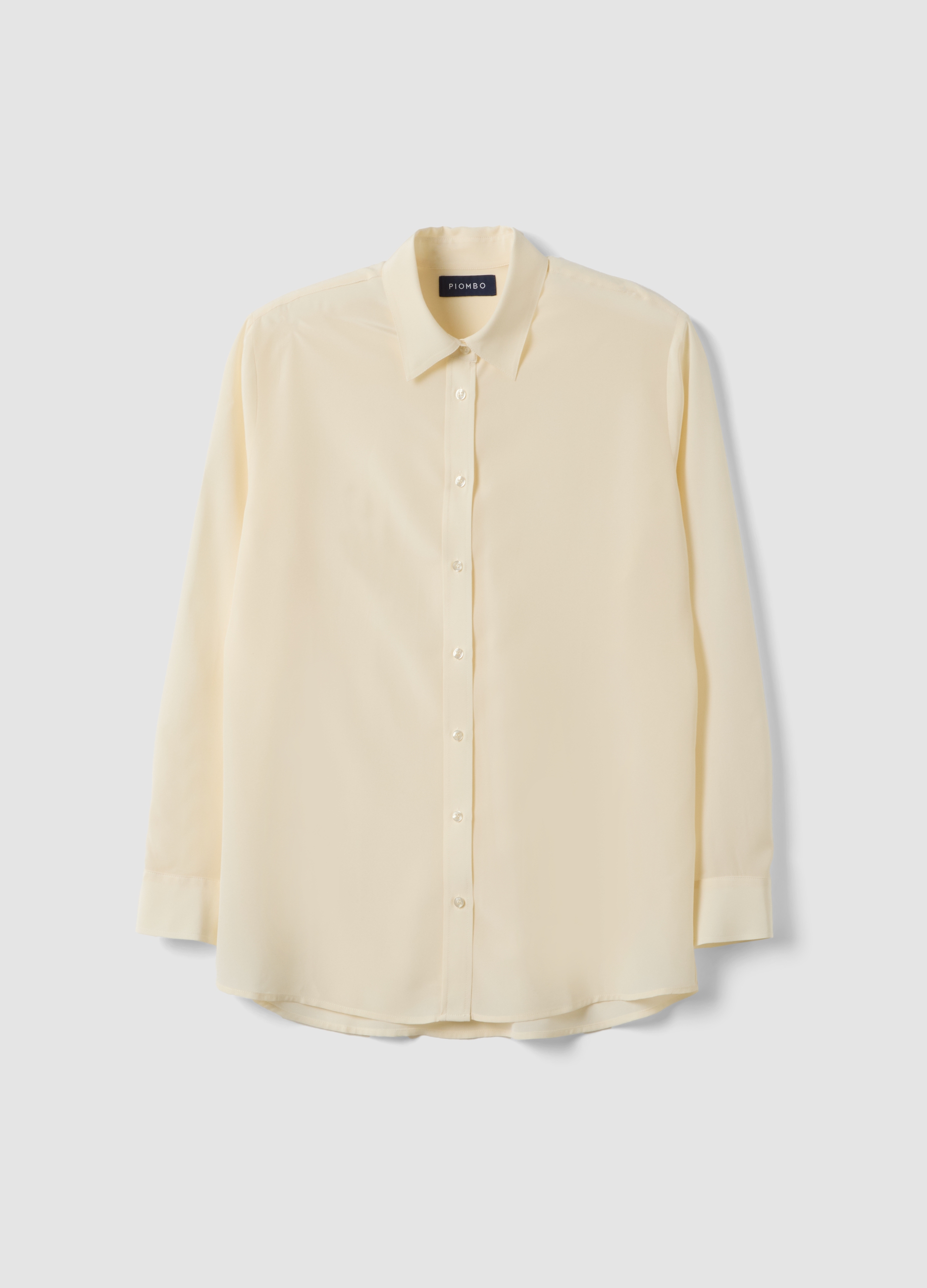 Piombo Contemporary, Camicia Beige In Pura Seta Con Colletto Classico Regular Fit, Donna, Beige, Taglia: M