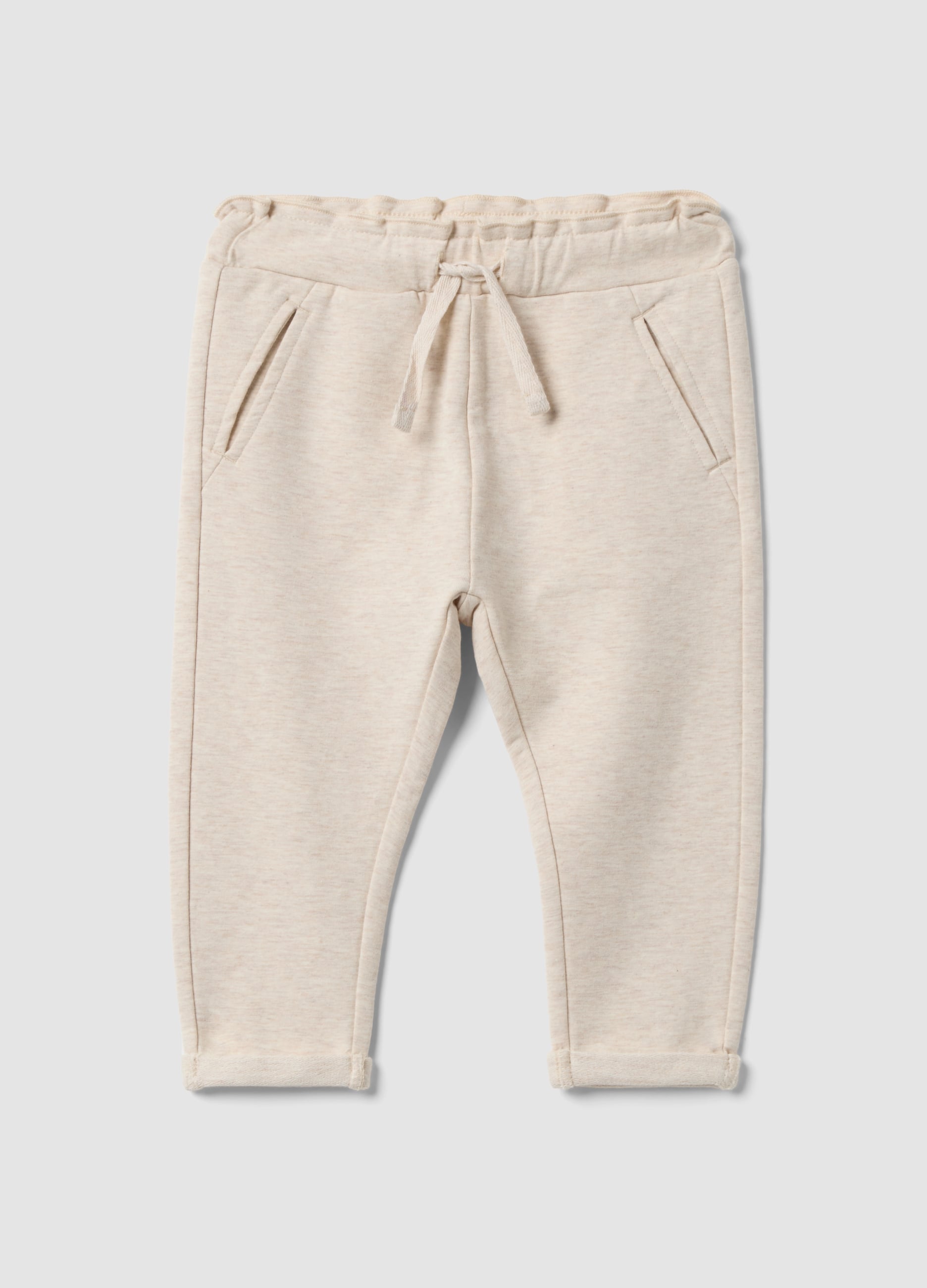 FAGOTTINO, Jogger Beige In Cotone Elasticizzato Con Risvolto Per Bimba, Bambina, Beige, Taglia: 24-30