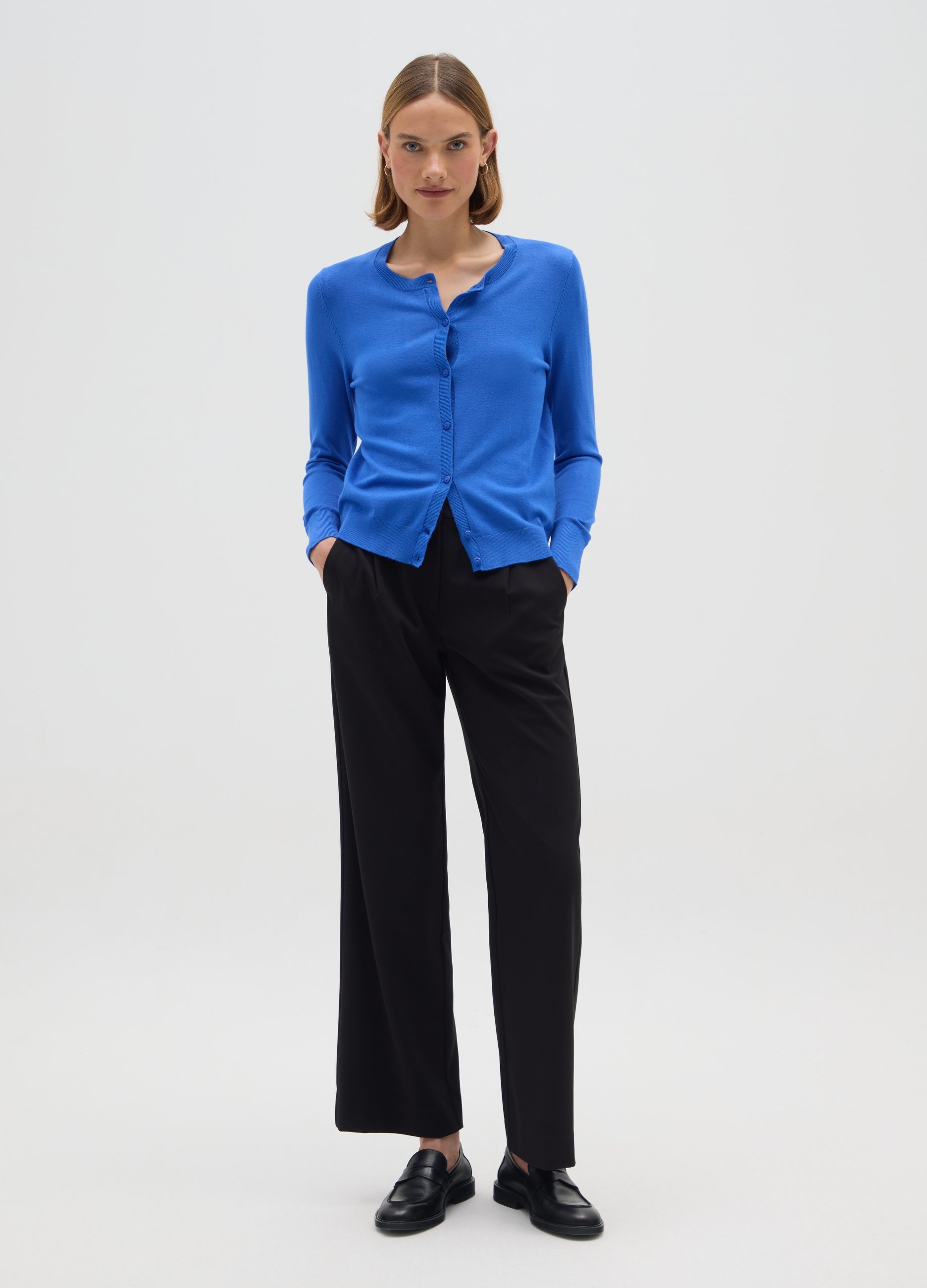 Cárdigan Azul De Ajuste Regular, Mujer, Azul real, Talla: XXL