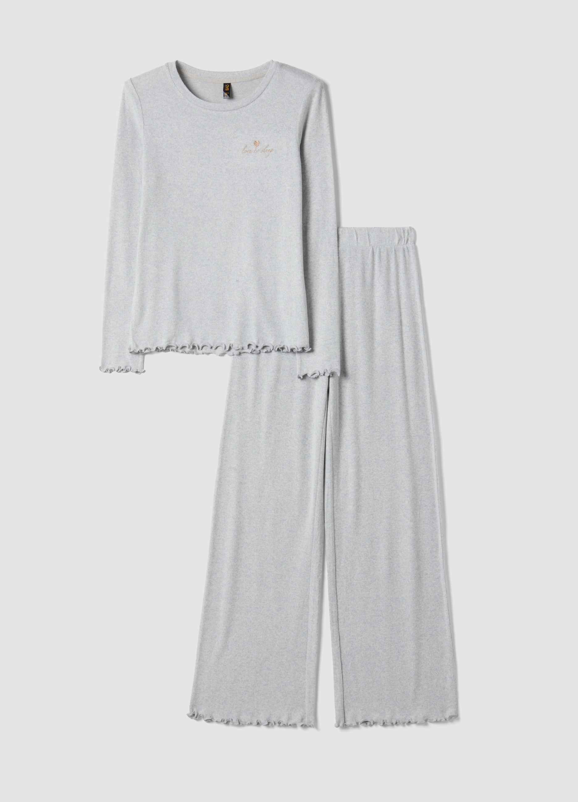 OVS, Pigiama Grigio In Viscosa Elasticizzata Con Girocollo, Donna, Grigio, Taglia: L