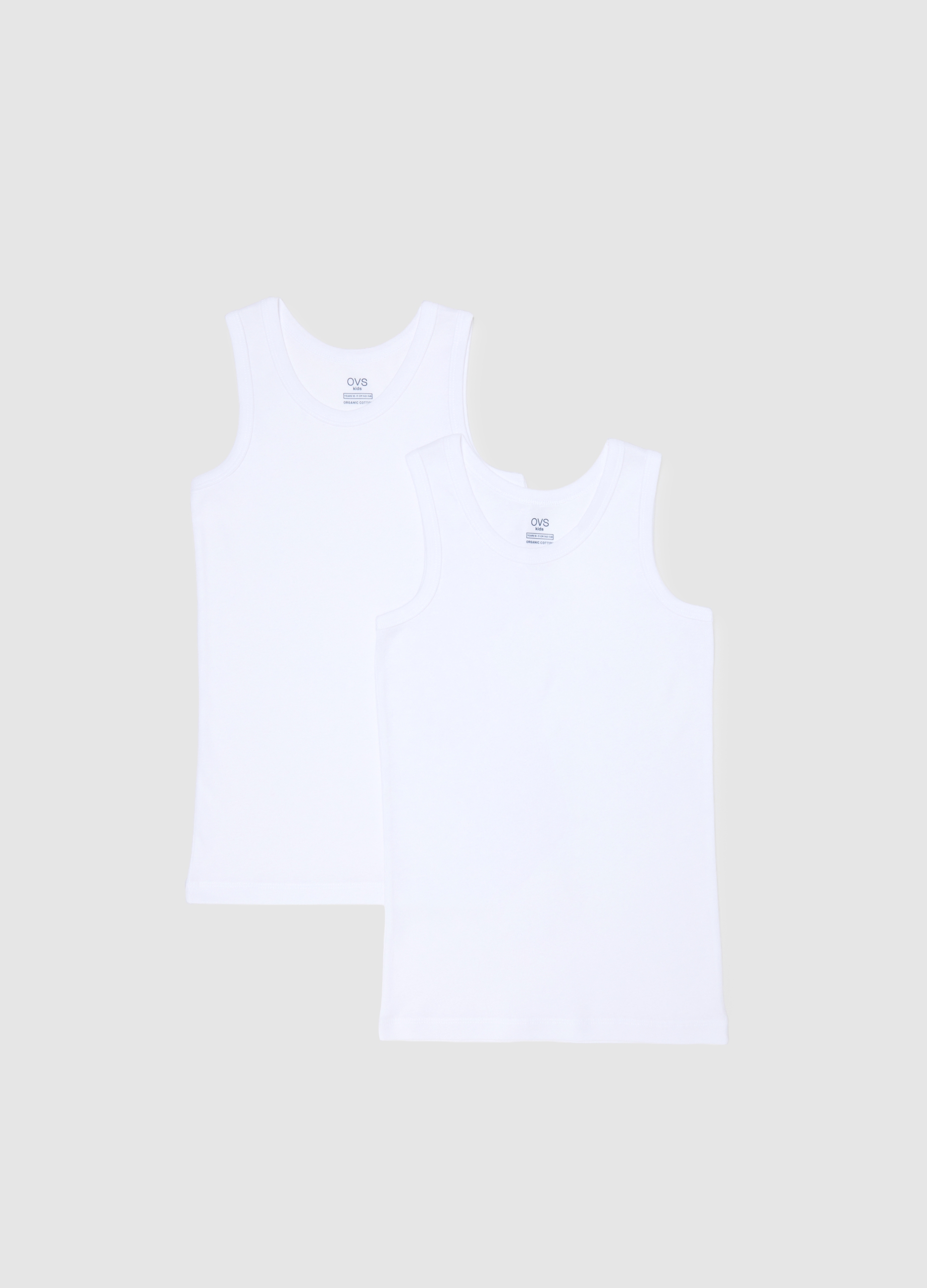 OVS KIDS, Bipack Canottiere Bianche Da Ragazzo In Puro Cotone Regular Fit, Unisex, Bianco, Taglia: 12-13