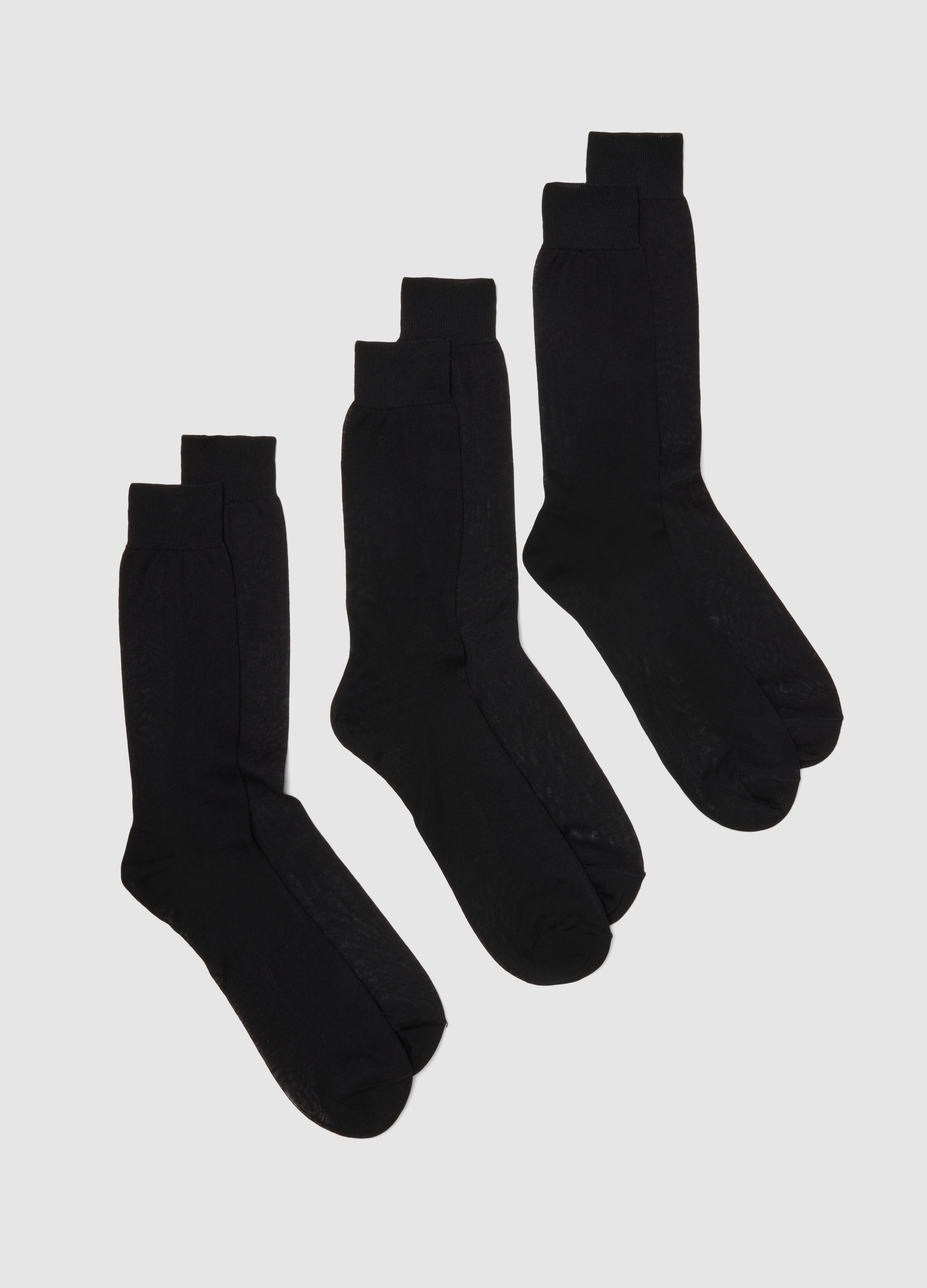 Tripack Calze Corte In Puro Cotone Nero Regular Fit, Hombre, Gunmetal, Talla: 40/41