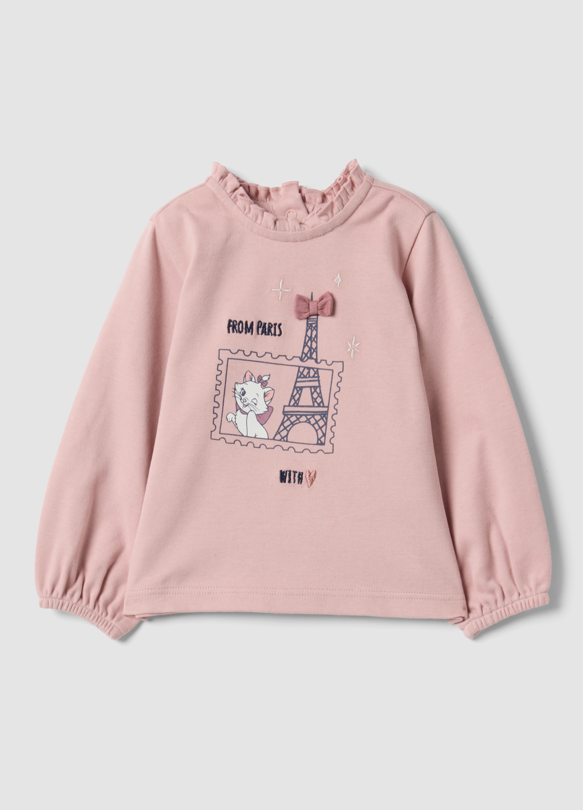 FAGOTTINO, Maglia Rosa In Puro Cotone Organico Con Stampa Aristogatti Per Neonata, Rosa, Taglia: 6-9