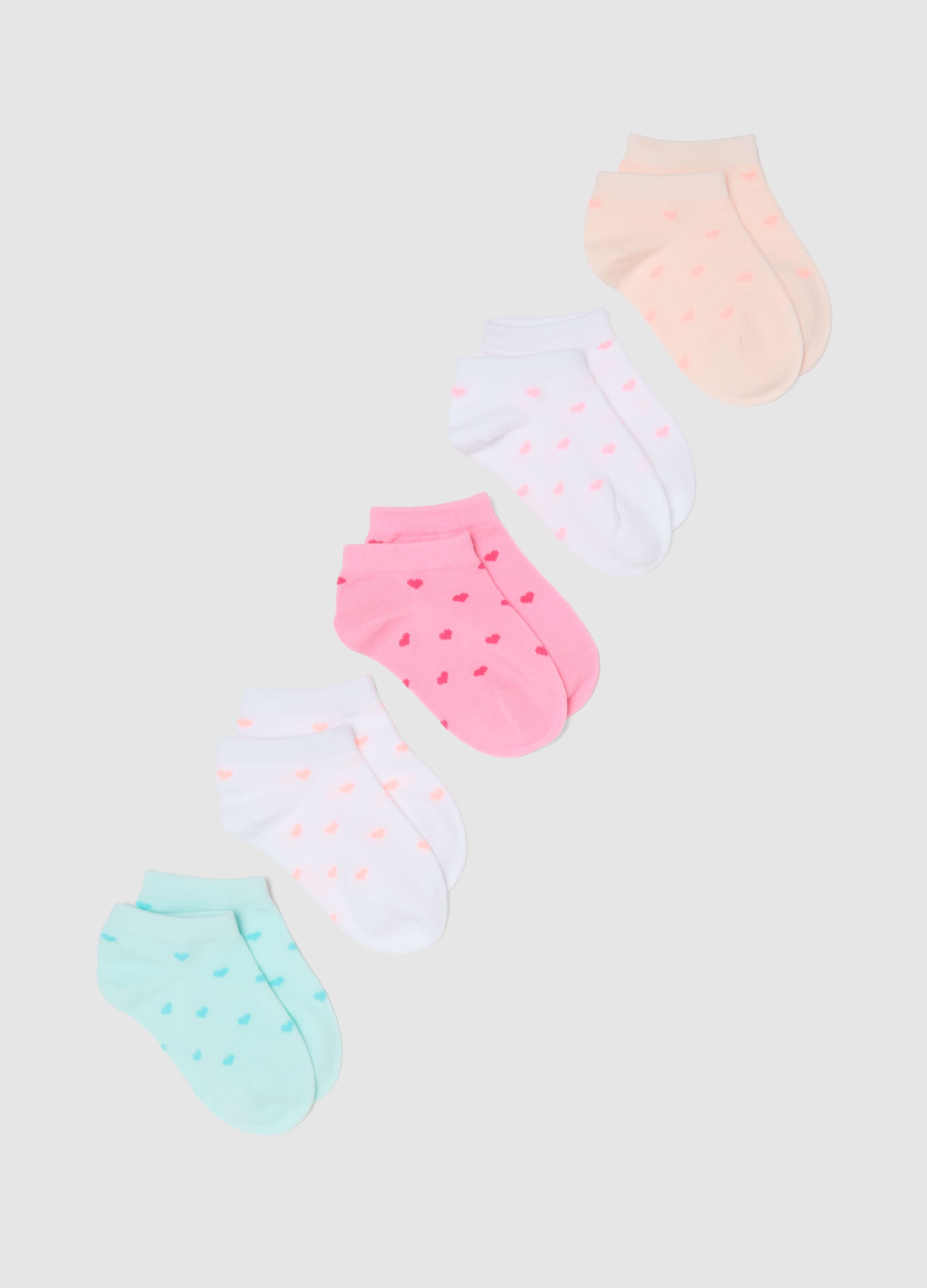 OVS KIDS, Pack De Calcetines Multicolor De Mezcla De Algodón Para Niñas Con Corazones, Niña, Pink/White, Talla: 25/27