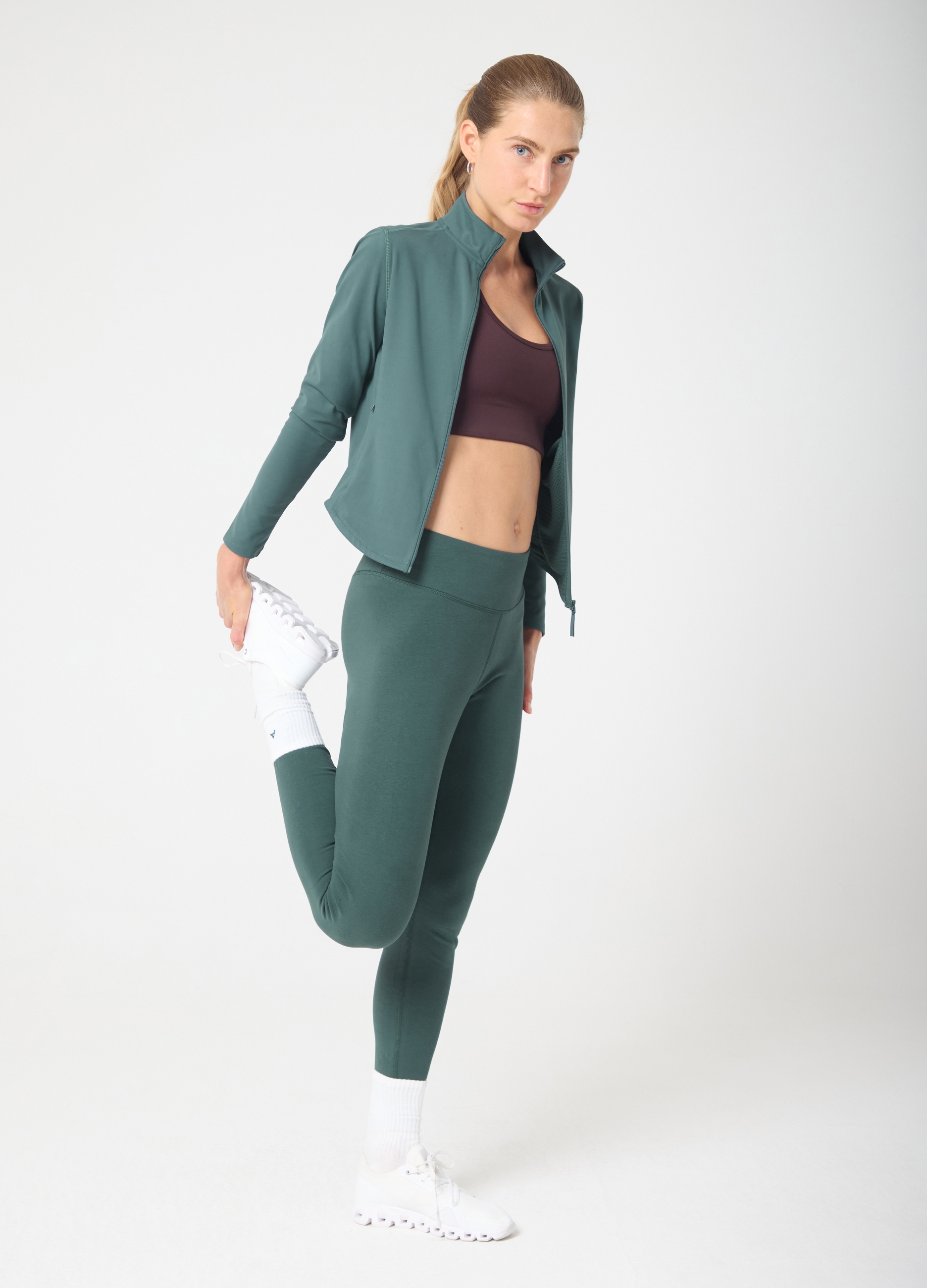 Altavia Studio, Full-zip Sportiva In Tessuto Elasticizzato Altavia Studio, Donna, Verde, Taglia: XL