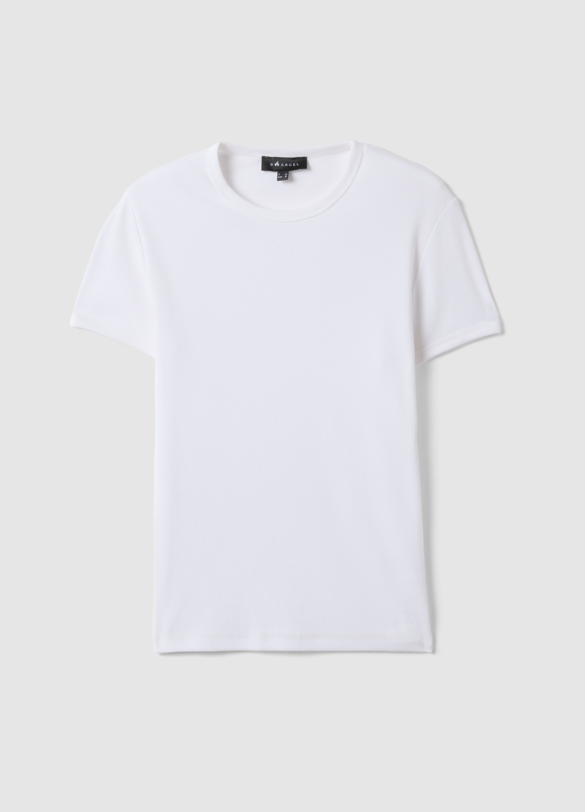 B.ANGEL, T-shirt In Cotone Elasticizzato Bianca Slim Fit, Hombre, Blanco óptico, Talla: XS