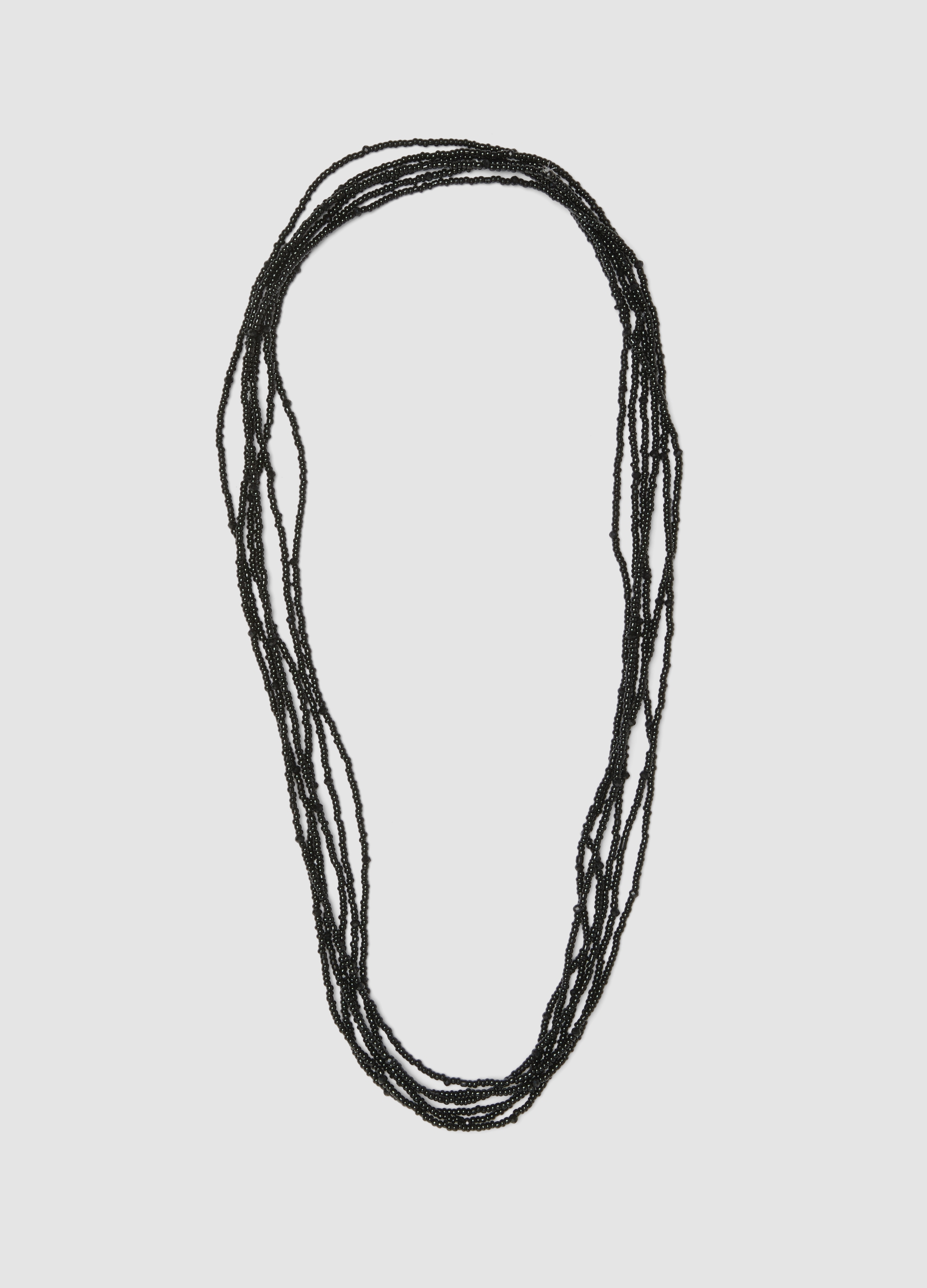 Collar Multivuelta Con Cuentas Negras, Mujer, Negro, Talla: FASUL