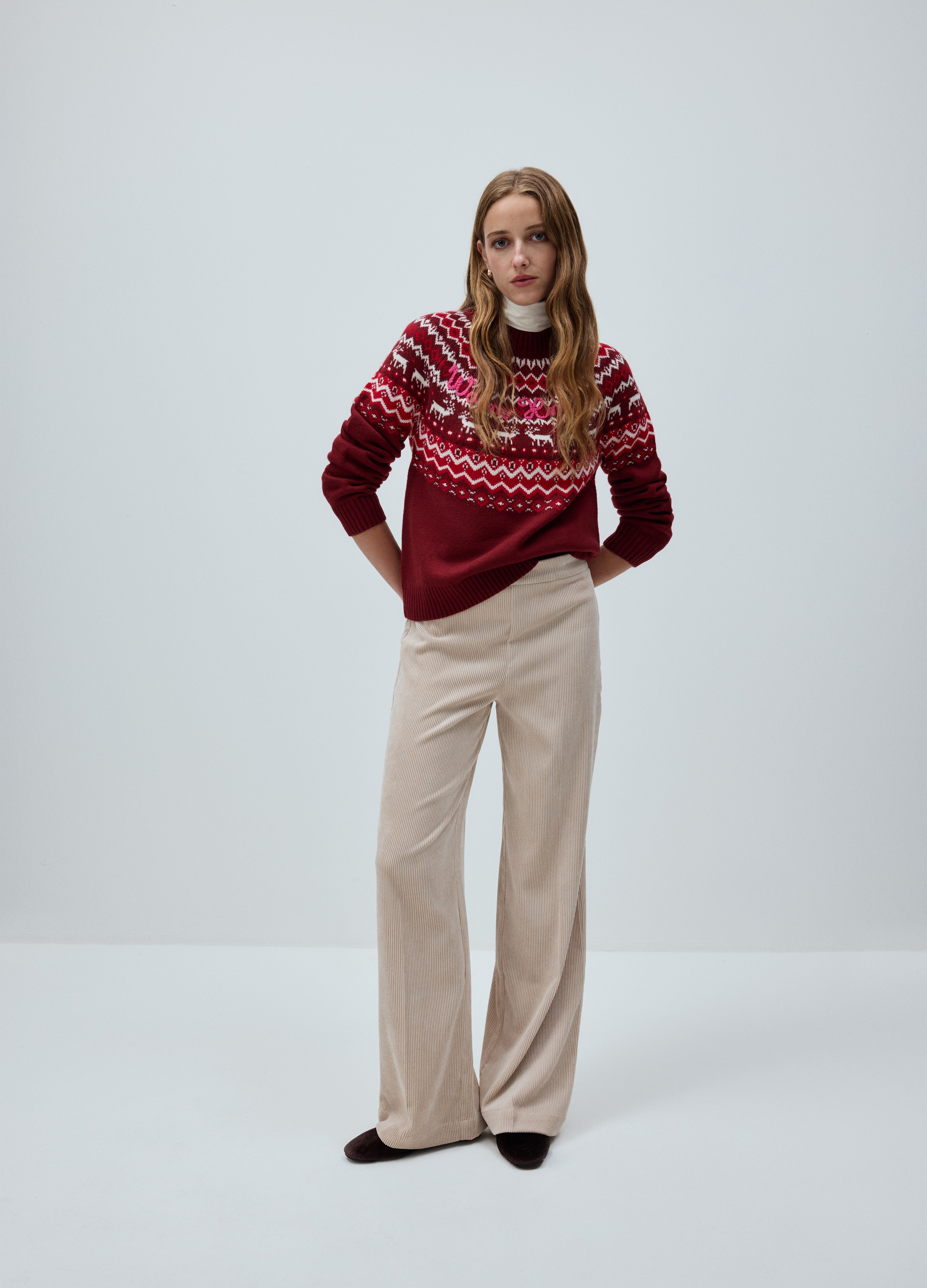 OVS, Maglione Girocollo Natalizio Multicolor Regular Fit, Donna, Multicolor, Taglia: S