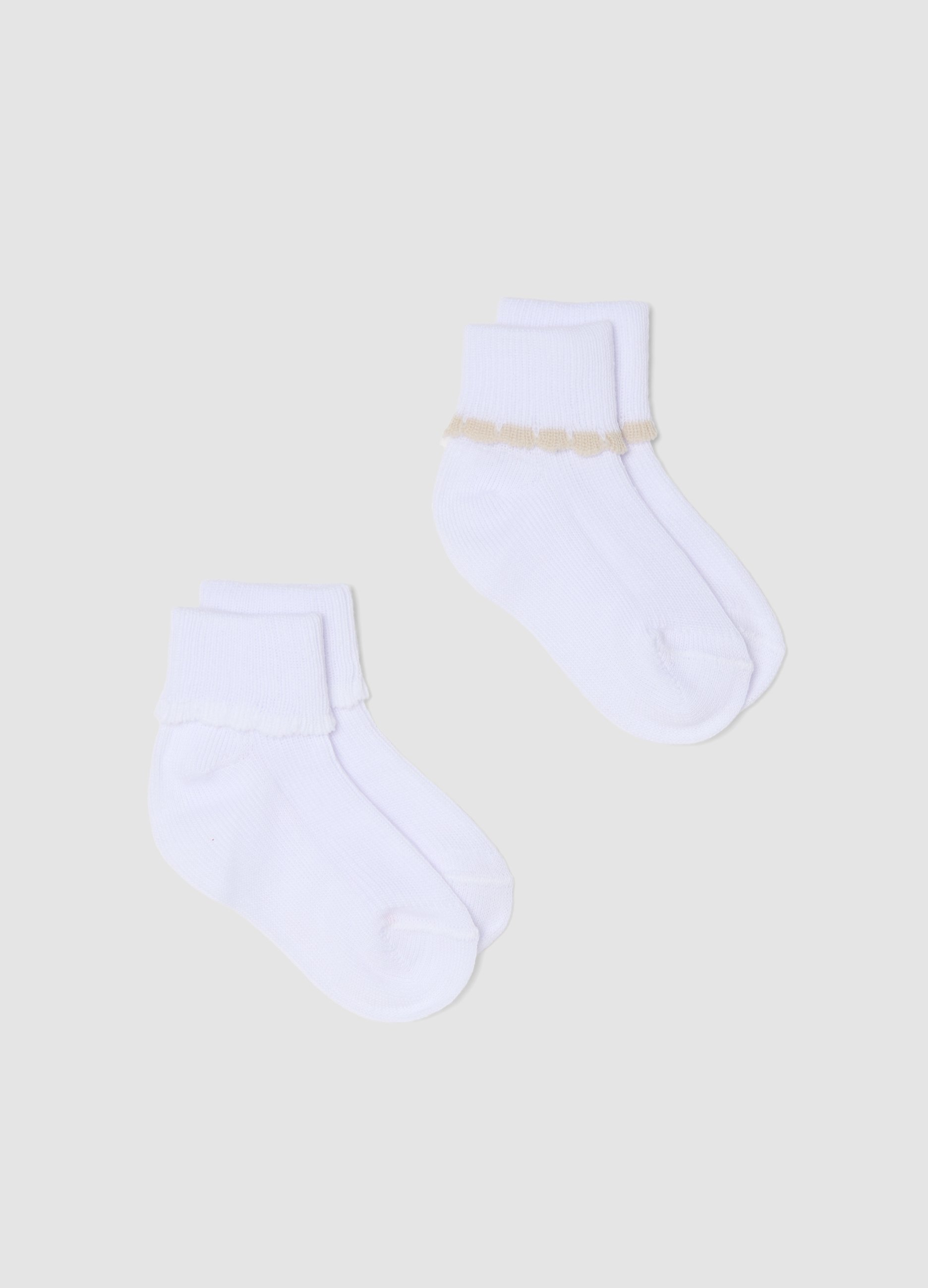 FAGOTTINO, Pack De Dos Calcetines Cortos Blancos Para Recién Nacidos En Mezcla De Algodón Ajuste Regular, Unisex, Blanco óptico, Talla: 3-6