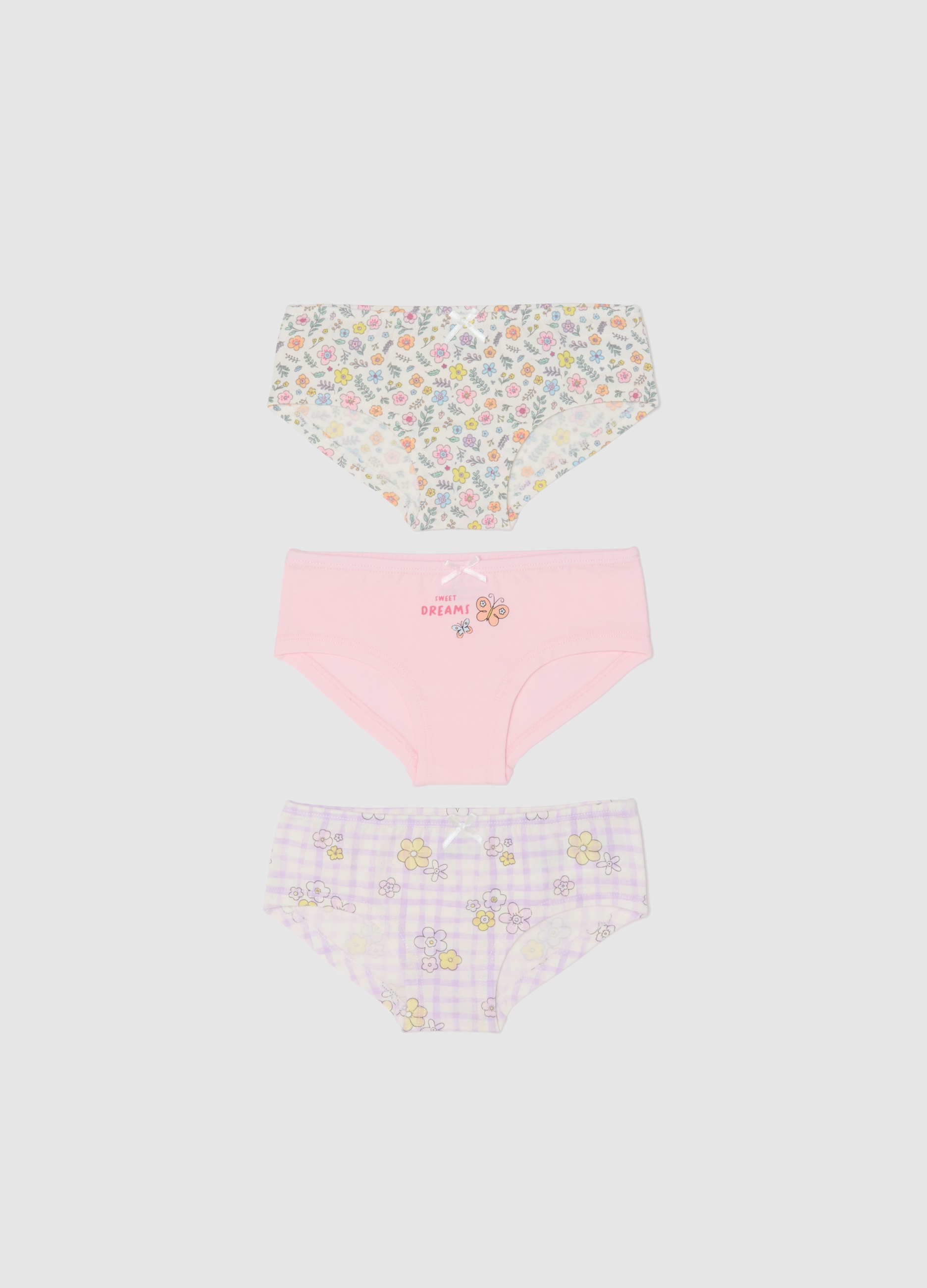 FAGOTTINO, Tripack De Braguitas Multicolor De Algodón Mixto Para Recién Nacida Con Flores, Niña, Pink/White, Talla: 24-30