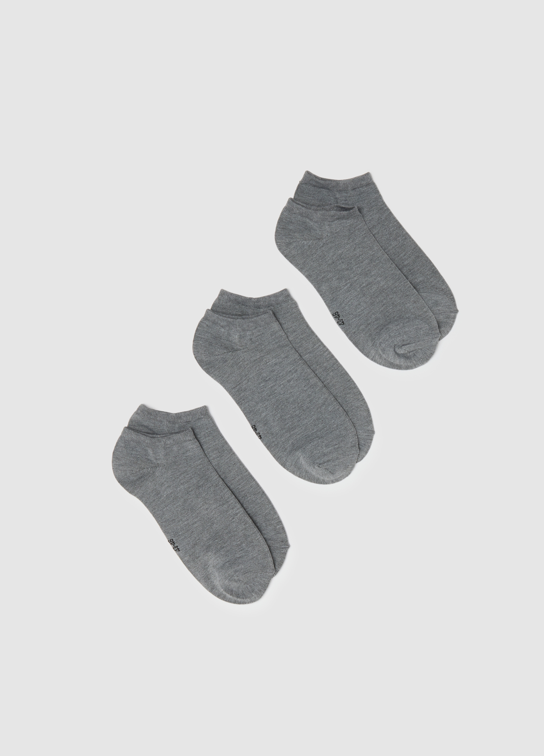 Tripack Calcetines Deportivos Grises De Mezcla De Bambú, Hombre, Gris jaspeado, Talla: 38/42