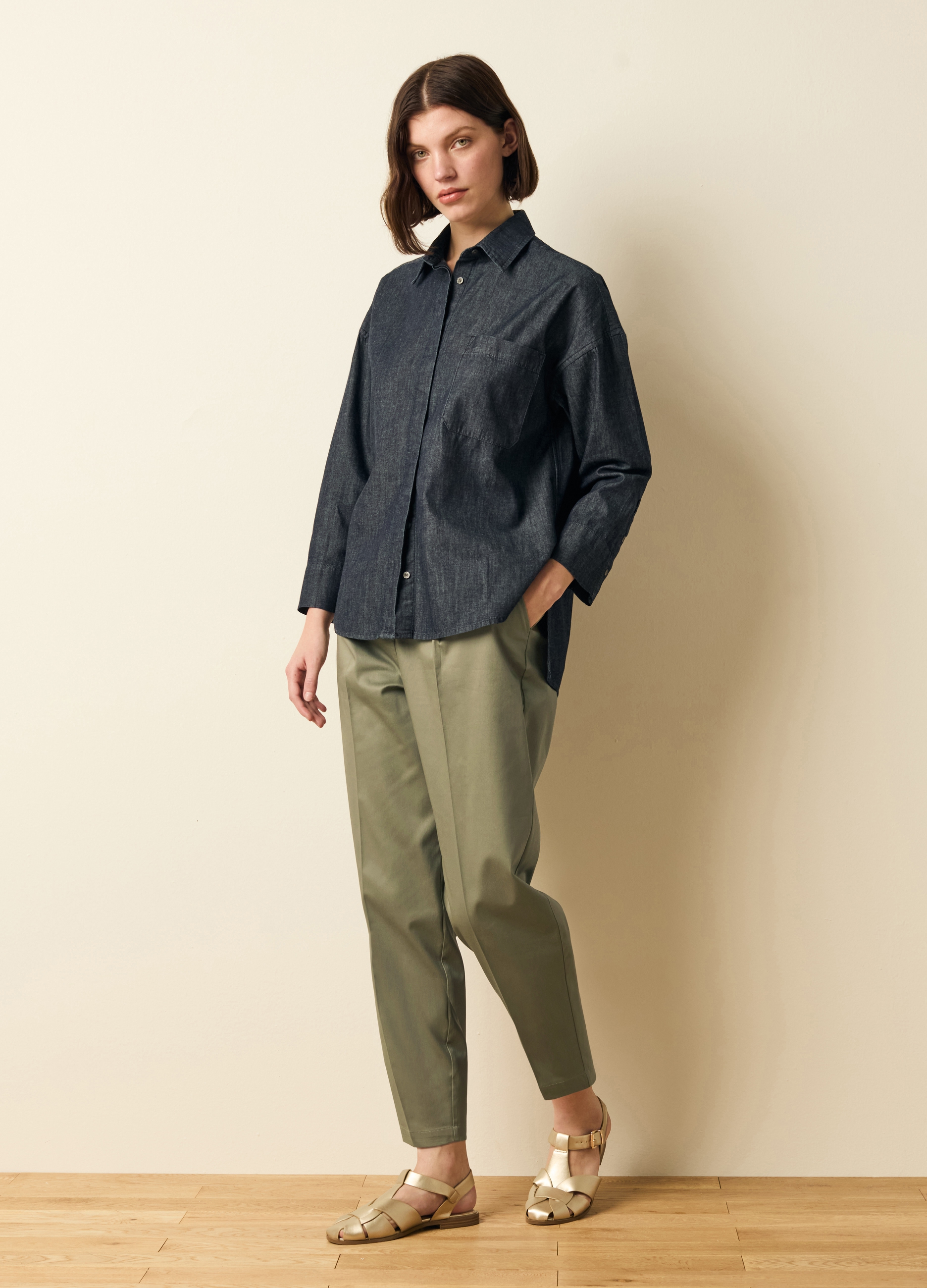 OVS, Pantalone Chino Cropped Con Pinces, Donna, Verde, Taglia: 40