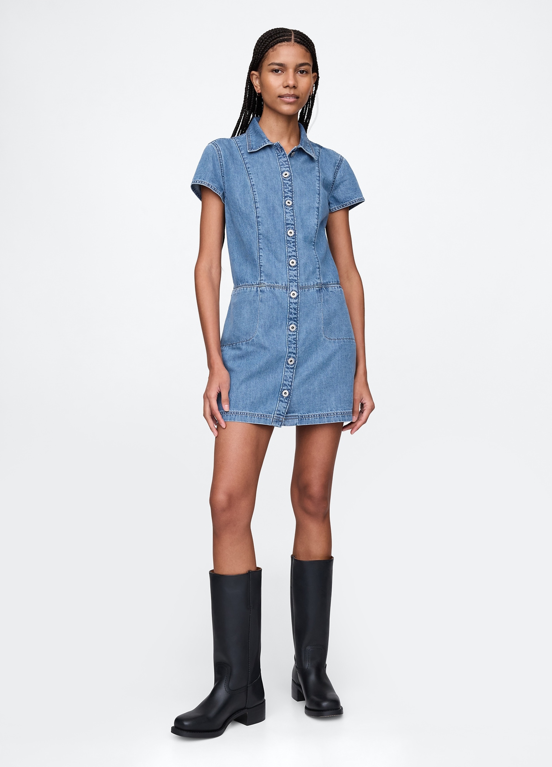 GAP, Abito In Denim Con Bottoni, Donna, Denim, Taglia: M