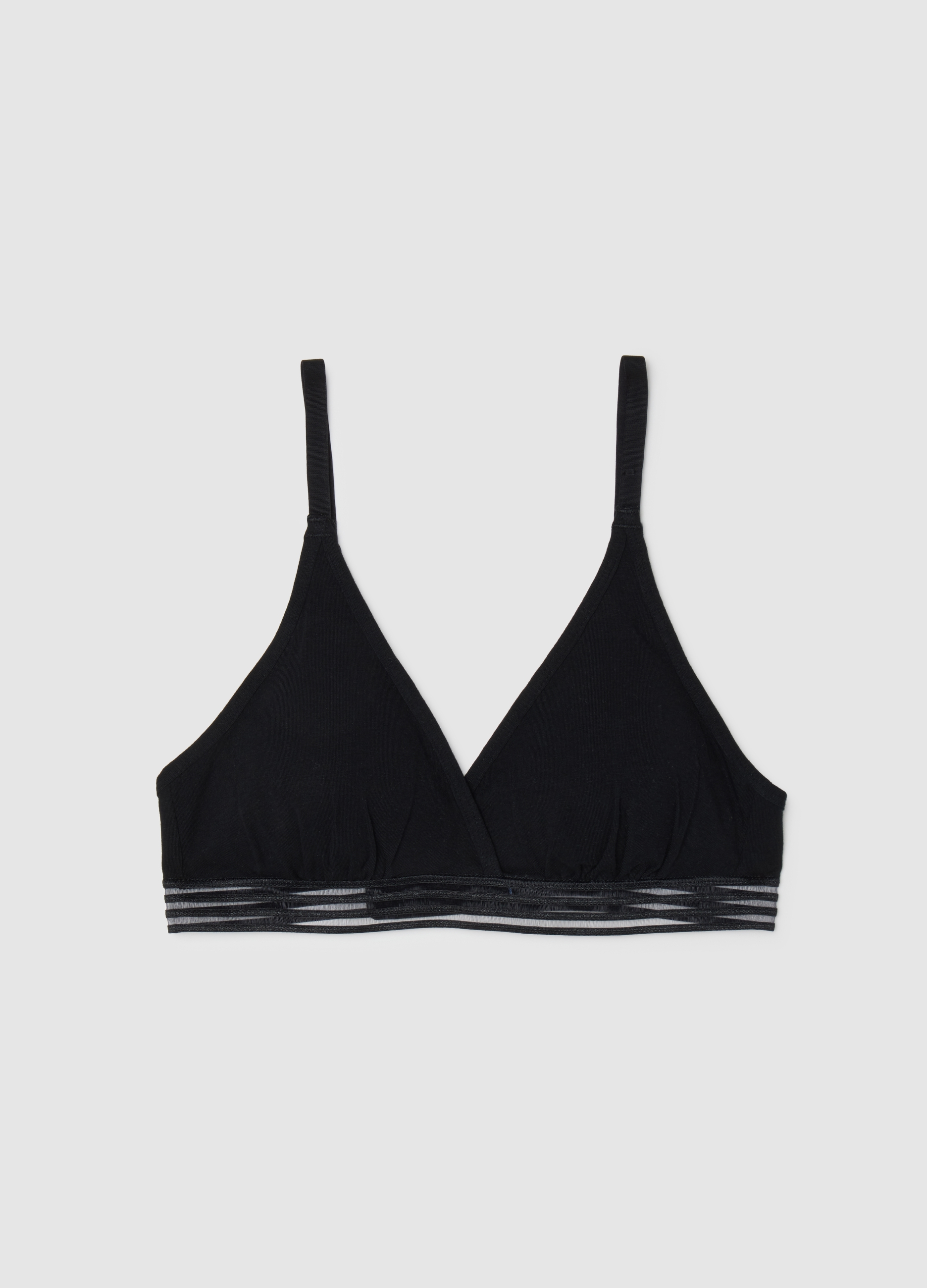 Sujetador De Mujer En Algodón Negro Elástico, Mujer, Gunmetal, Talla: 3B