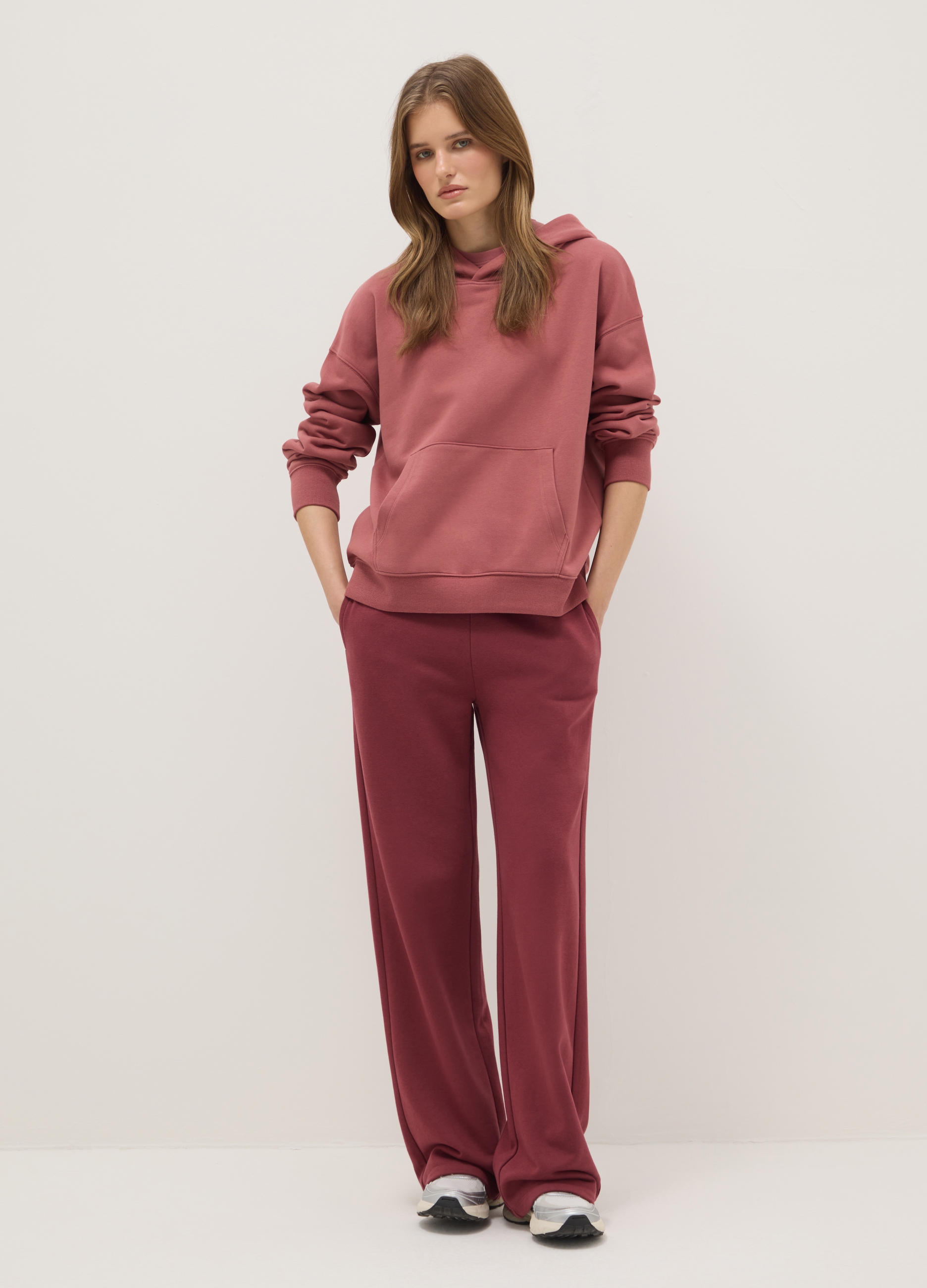 Sudadera Roja Con Capucha De Algodón Mixto Ajuste Regular, Mujer, Rojo Oscuro, Talla: 38