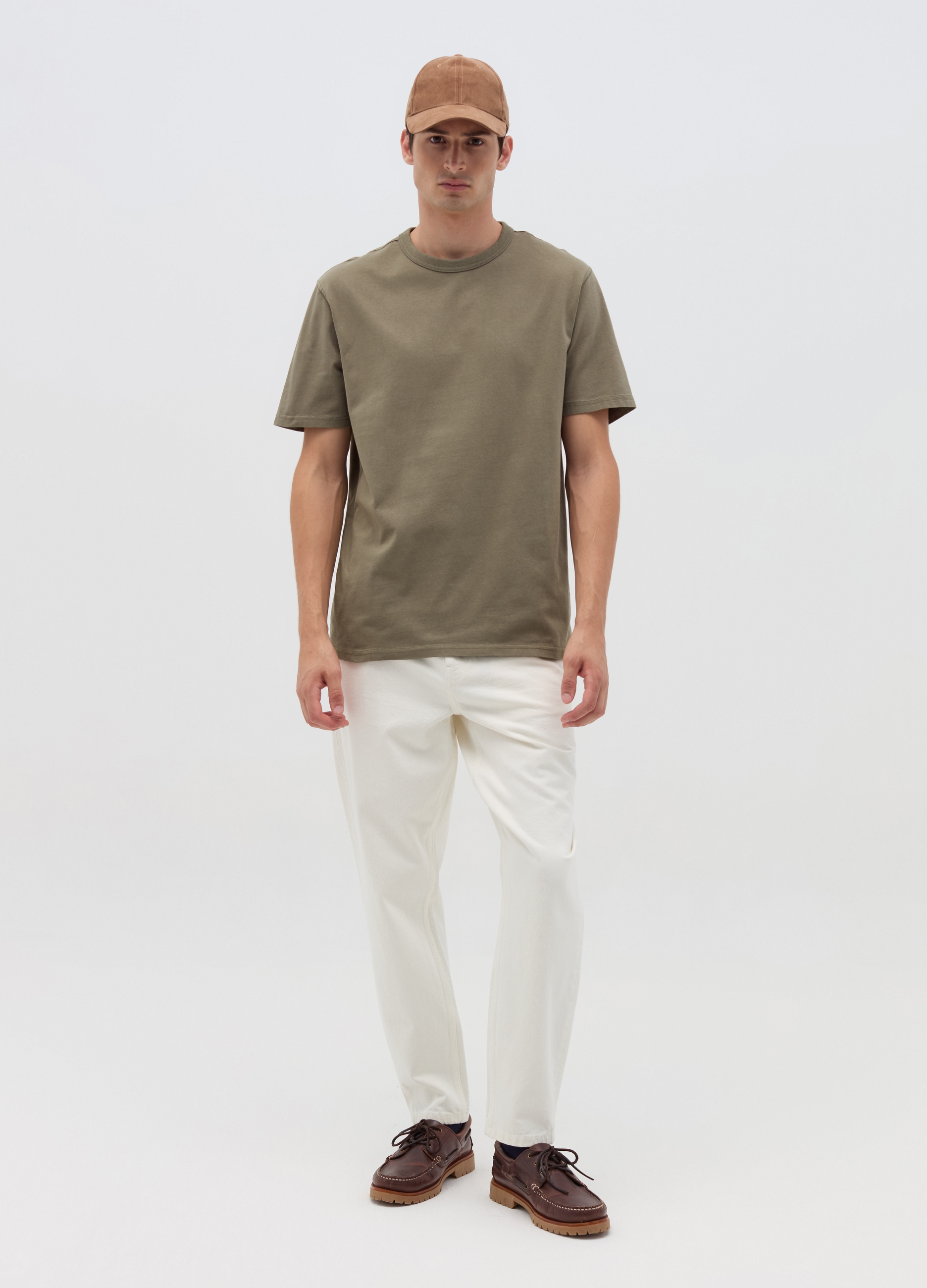 Camiseta De Algodón Con Cuello Redondo, Hombre, Verde Oliva, Talla: XXL