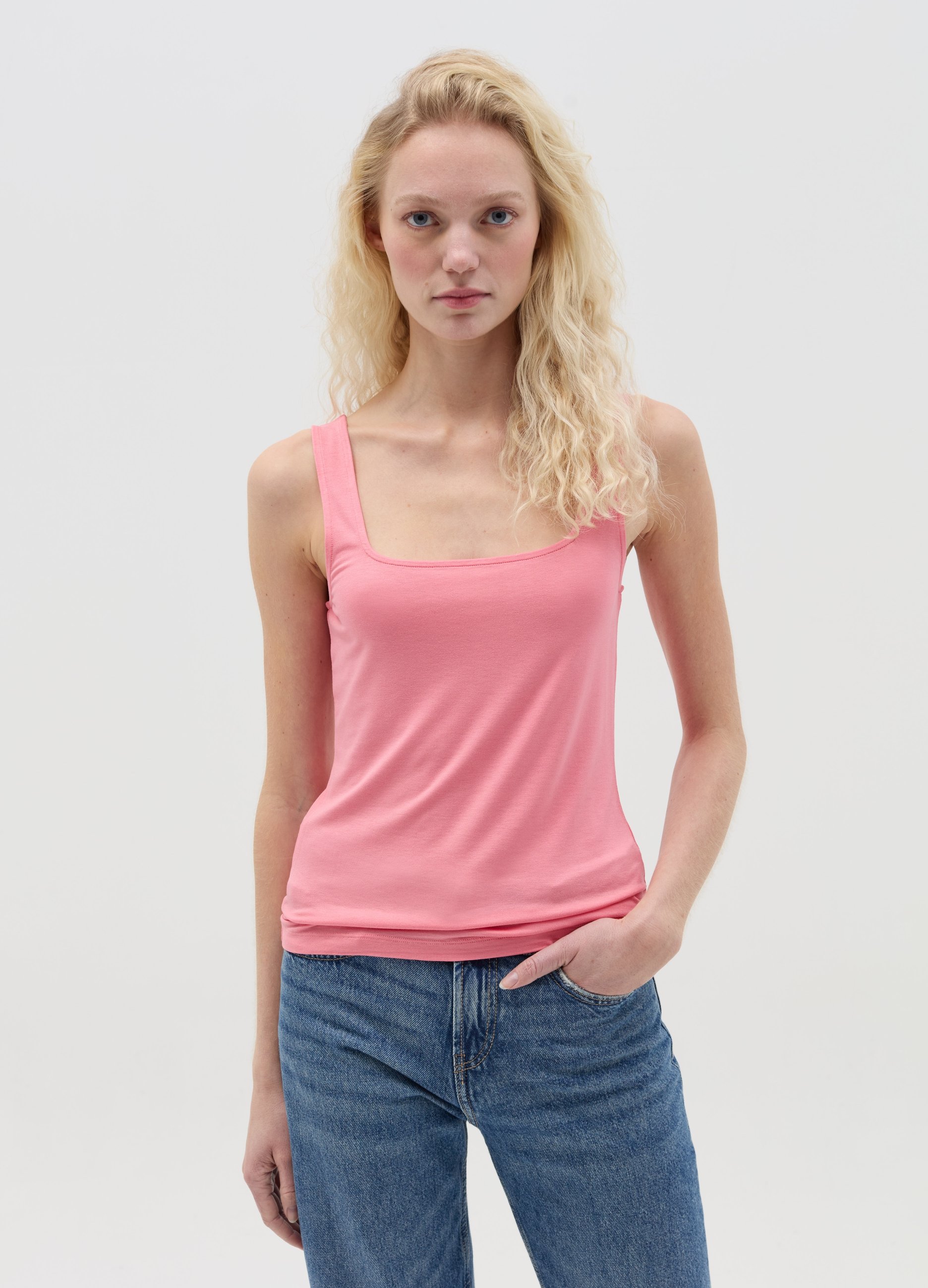 OVS , Tank Top Basic Rosa In Viscosa Stretch, Donna, Rosa, Taglia: M