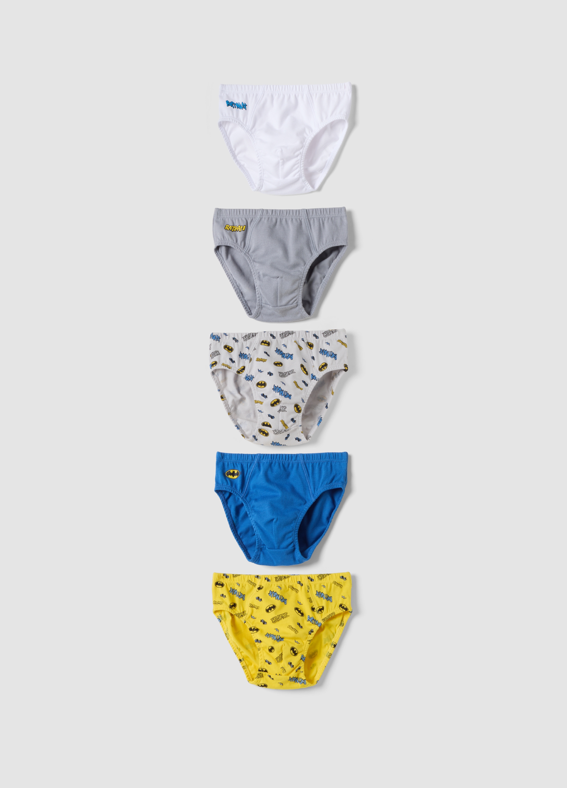 WARNER BROS, Multipack Di Cinque Slip Multicolor In Puro Cotone Organico Con Fantasia Batman, Bambino, Multicolor, Taglia: 3-4
