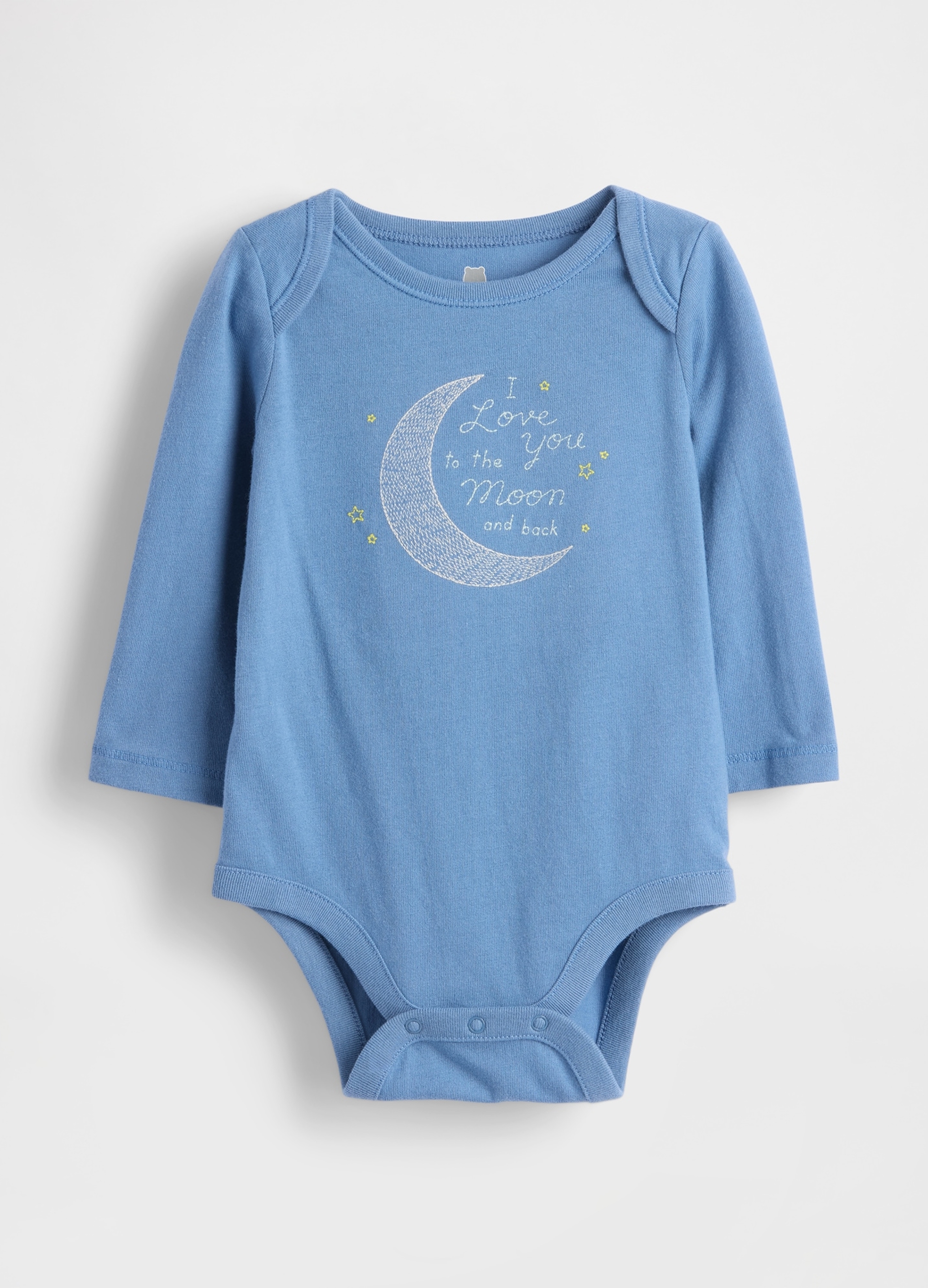 GAP KIDS, Body In Puro Cotone Con Stampa Mezzaluna, Unisex, Azzurro, Taglia: 6-12M/69-74