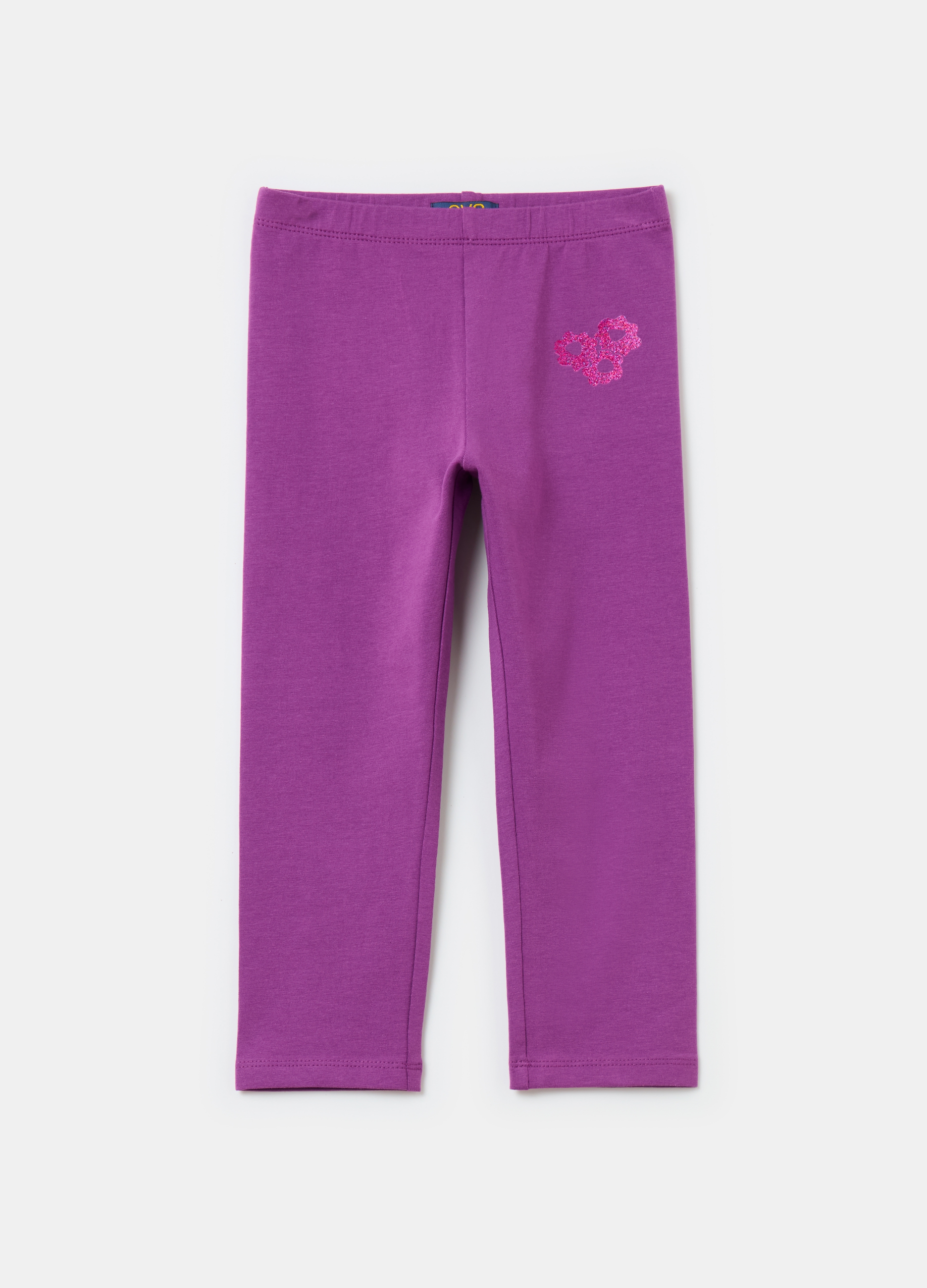 OVS, Leggings A Tre Quarti Con Glitter, Bambina, Viola, Taglia: 7-8