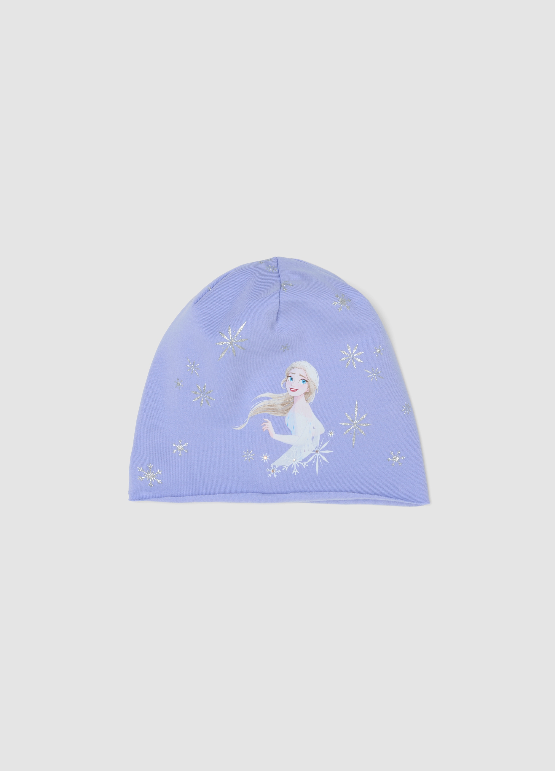 DISNEY, Cappello Viola In Cotone Elasticizzato Jersey Con Stampa Frozen Per Bambina, Viola, Taglia: 52