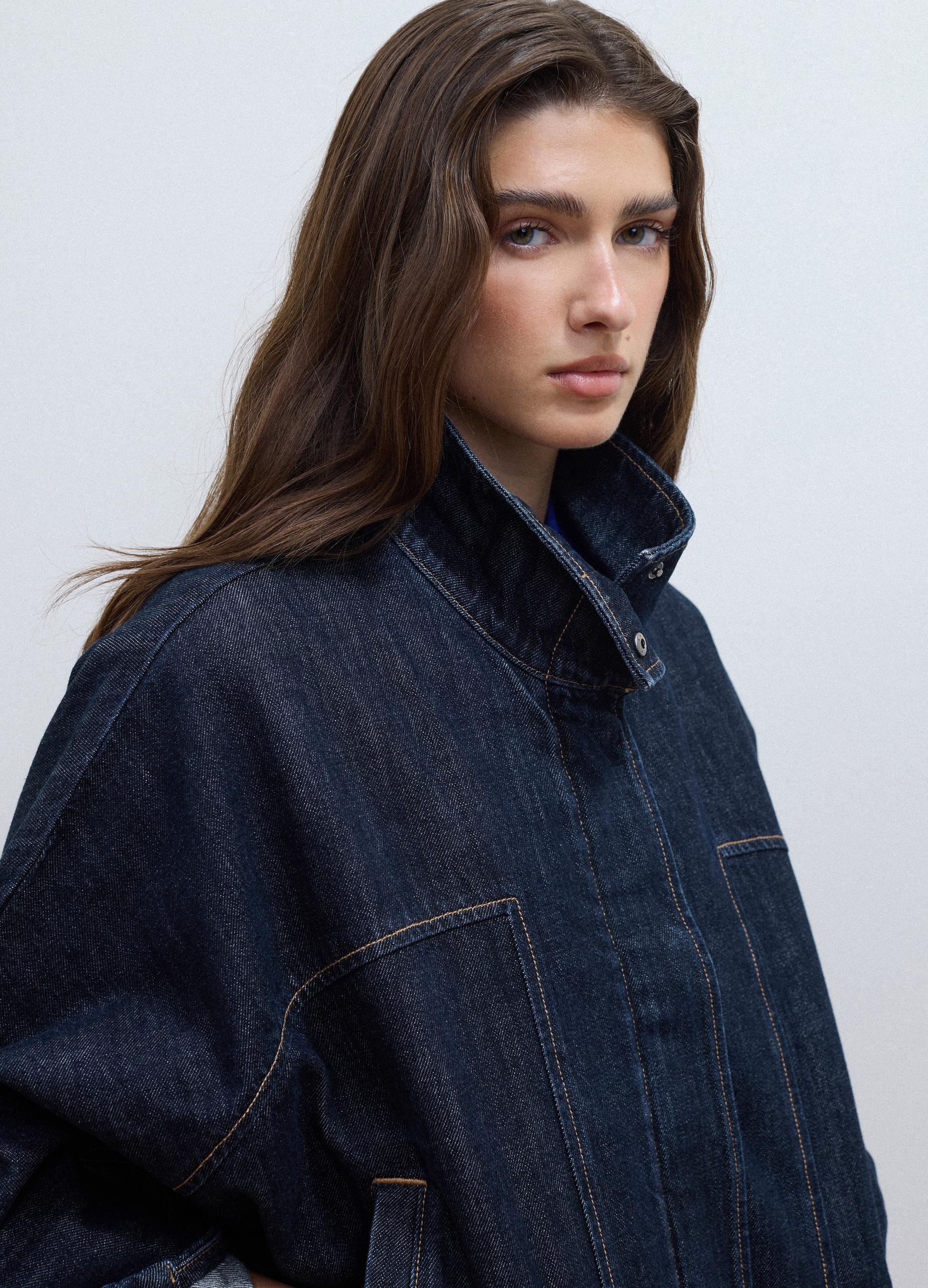 LES COPAINS, Giacca Blu In Denim Di Puro Cotone Con Zip Over Fit, Donna, Blu, Taglia: XS