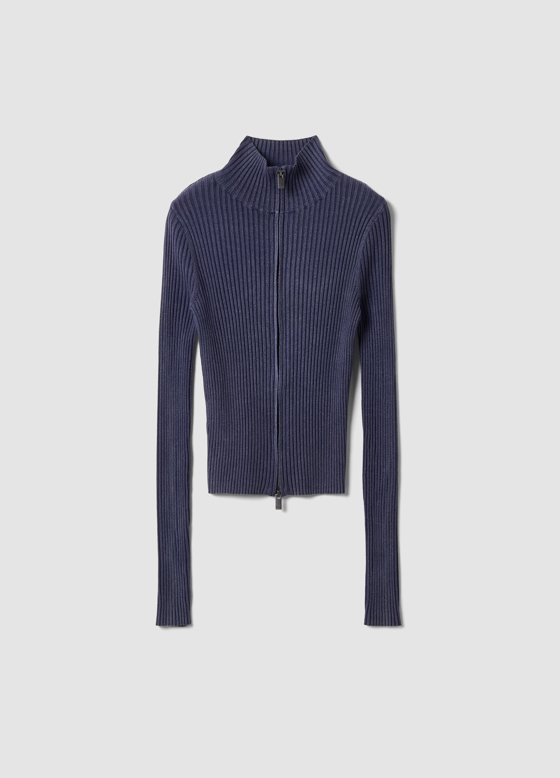 UTOPJA, Full-zip Ribbed Knit Twilight Blue, Donna, Blu, Taglia: S