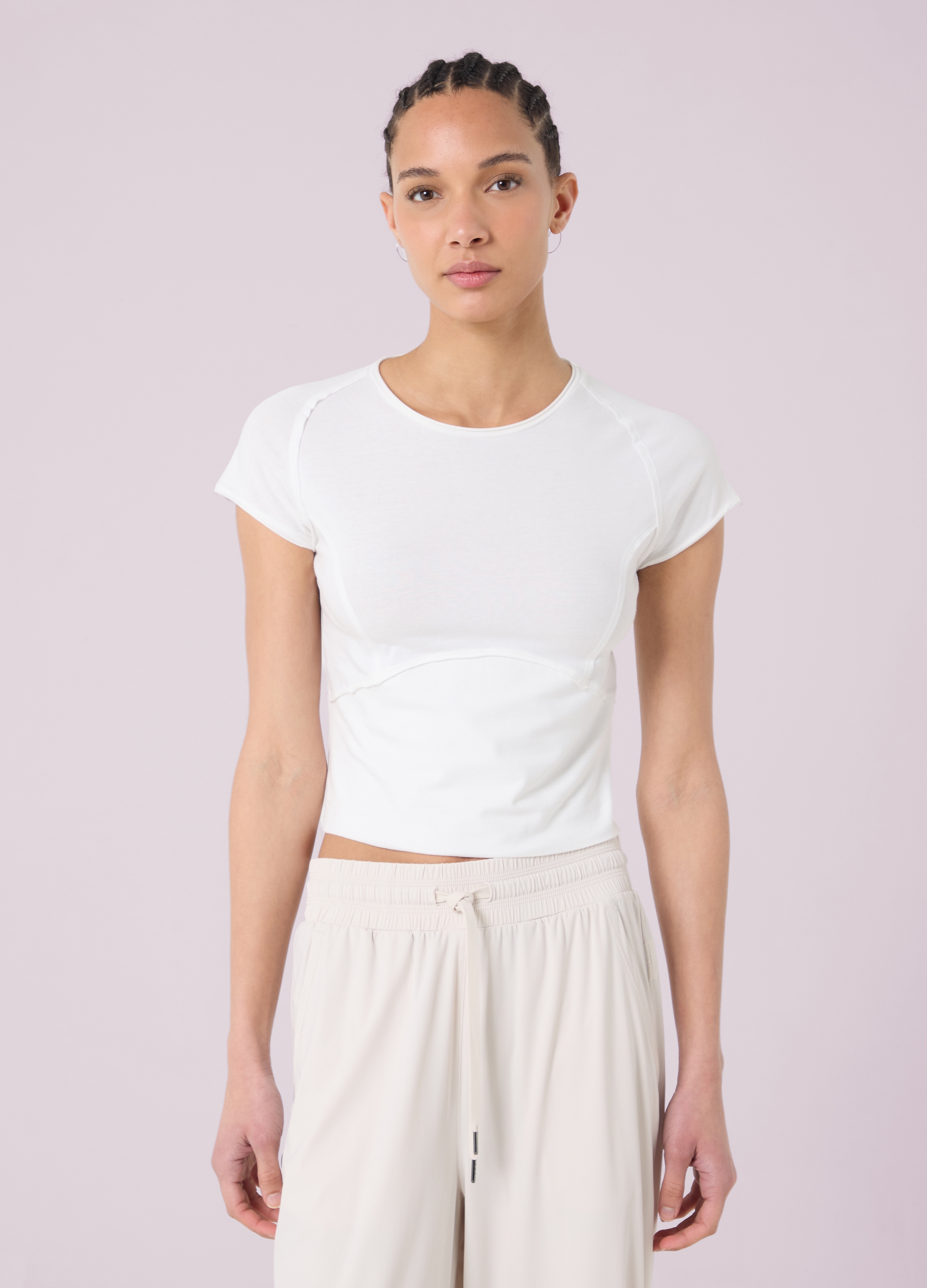 Altavia Studio, Camiseta Cropped Con Costuras Visibles Altavia Studio, Mujer, Blanco, Talla: XXS