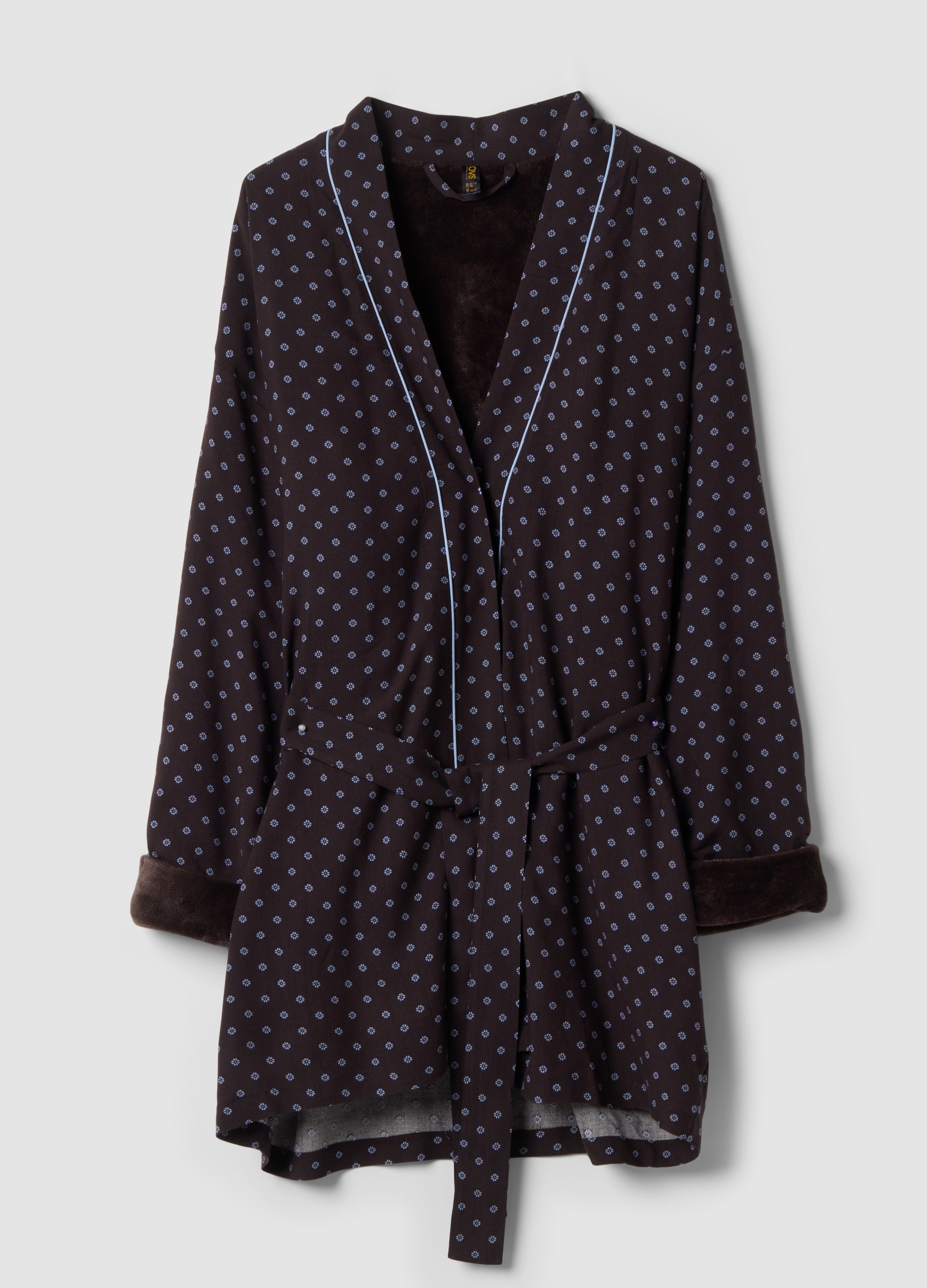 OVS, Vestaglia Marrone In Pura Viscosa Con Fantasia Micro Floreale, Donna, Marrone, Taglia: M